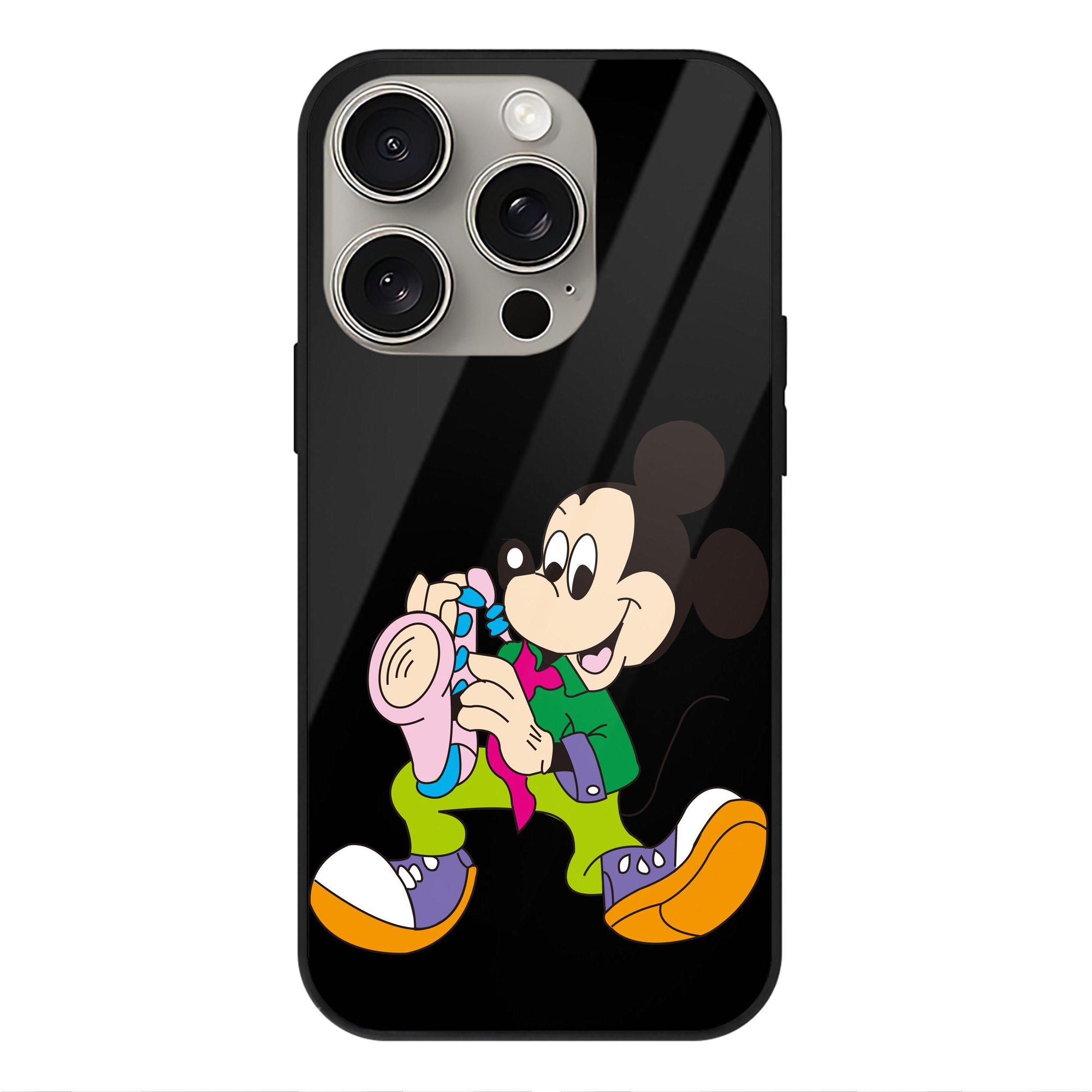 （画像用） ミッキーマウス Mickey Mouse 【iPhone15Pro対応】スマホケース 耐衝撃＆黄変防止 背面ガラス