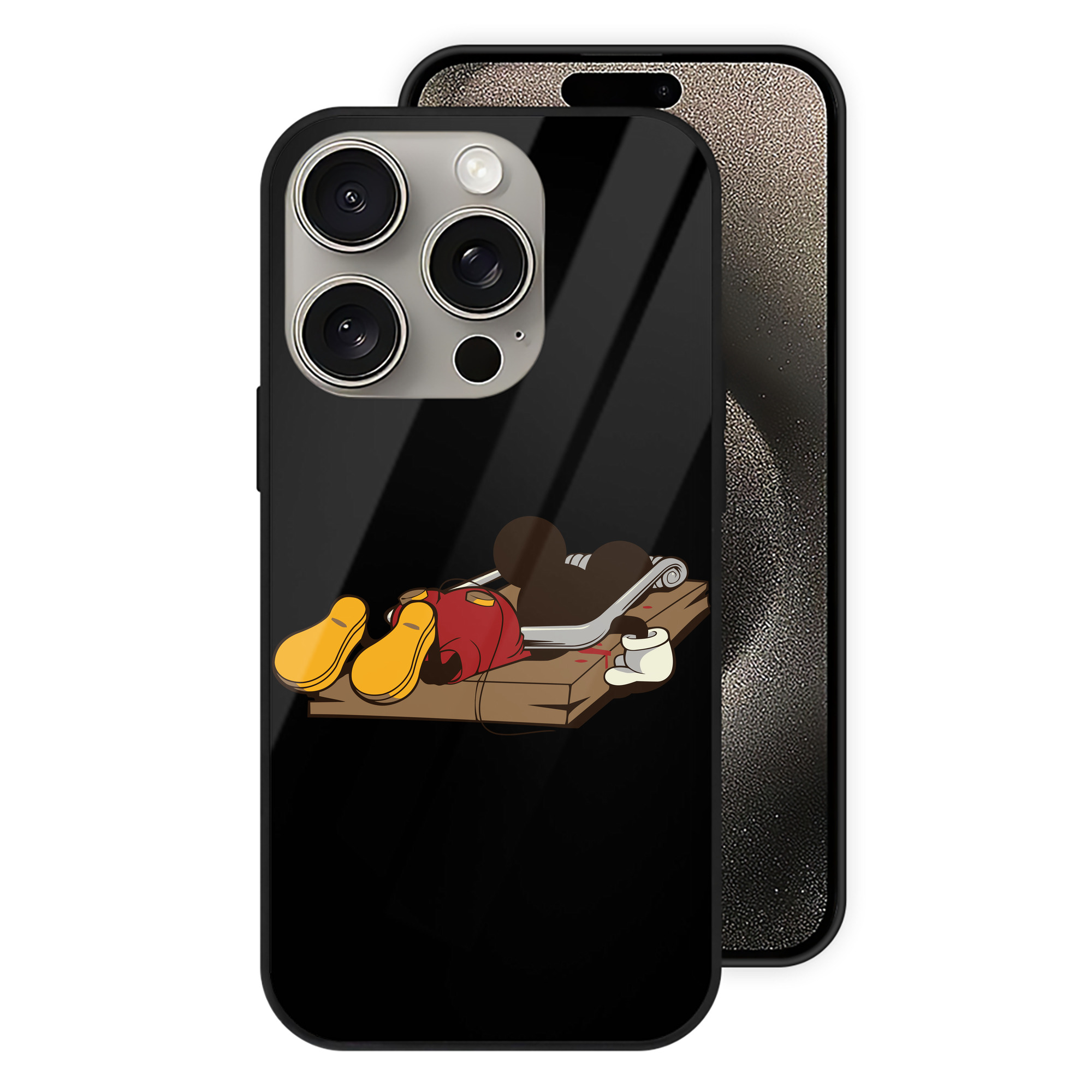 （画像用） ミッキーマウス Mickey Mouse 【iPhone15Pro対応】スマホケース 耐衝撃＆黄変防止 背面ガラス
