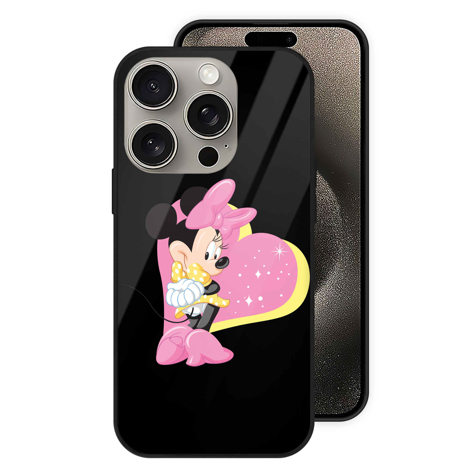 （画像用） ミッキーマウス Mickey Mouse 【iPhone15Pro対応】スマホケース 耐衝撃＆黄変防止 背面ガラス
