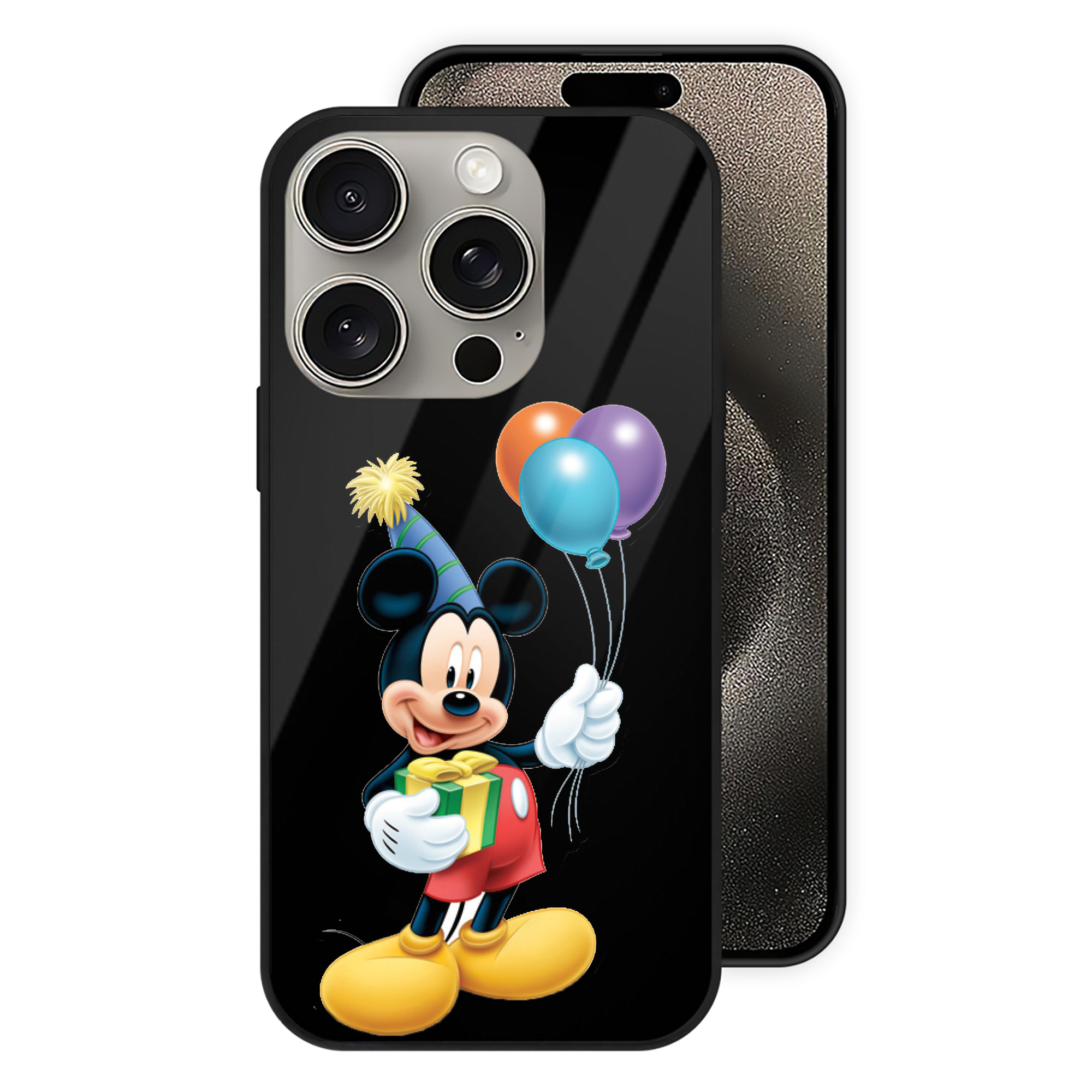 （画像用） ミッキーマウス Mickey Mouse 【iPhone15Pro対応】スマホケース 耐衝撃＆黄変防止 背面ガラス
