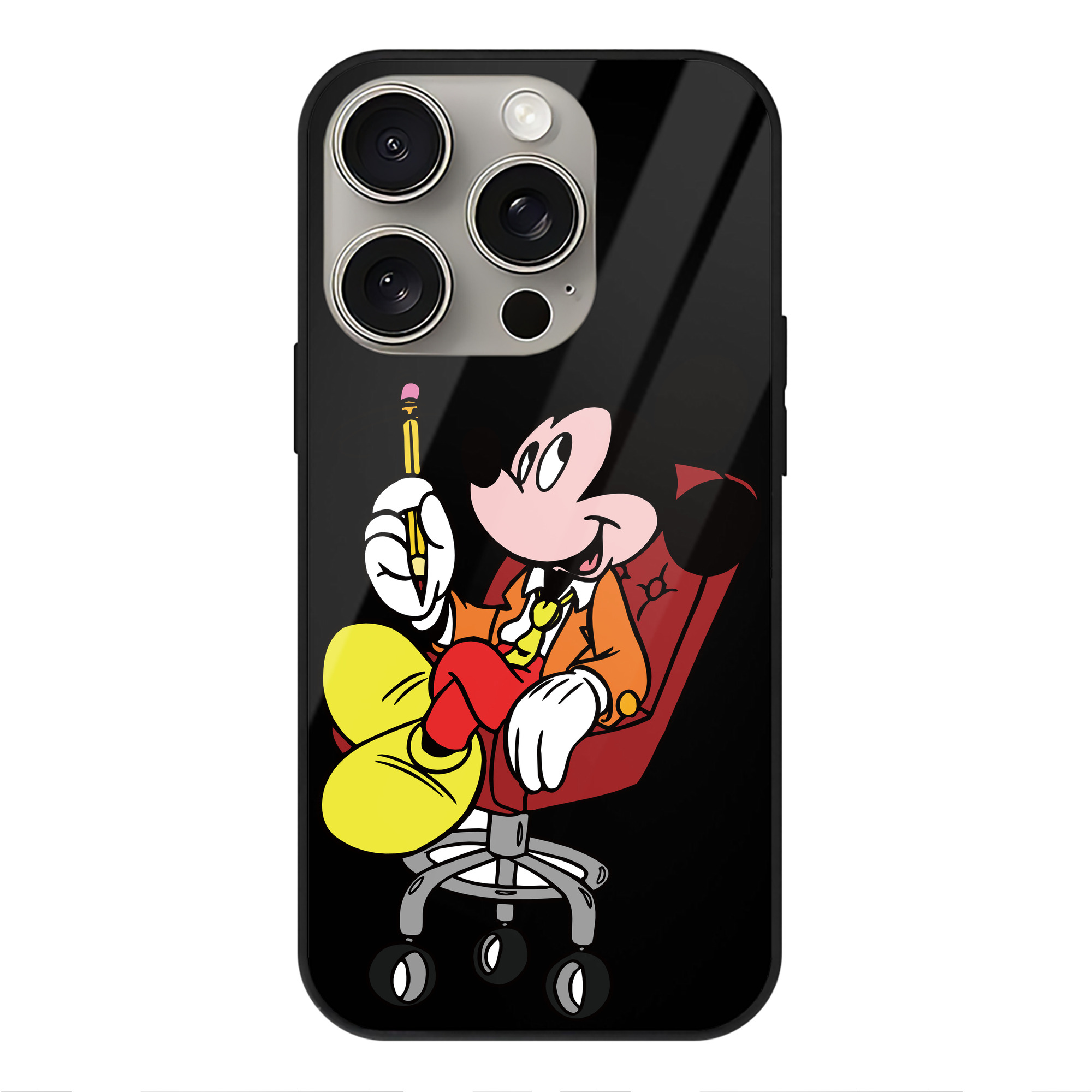 （画像用） ミッキーマウス Mickey Mouse 【iPhone15Pro対応】スマホケース 耐衝撃＆黄変防止 背面ガラス