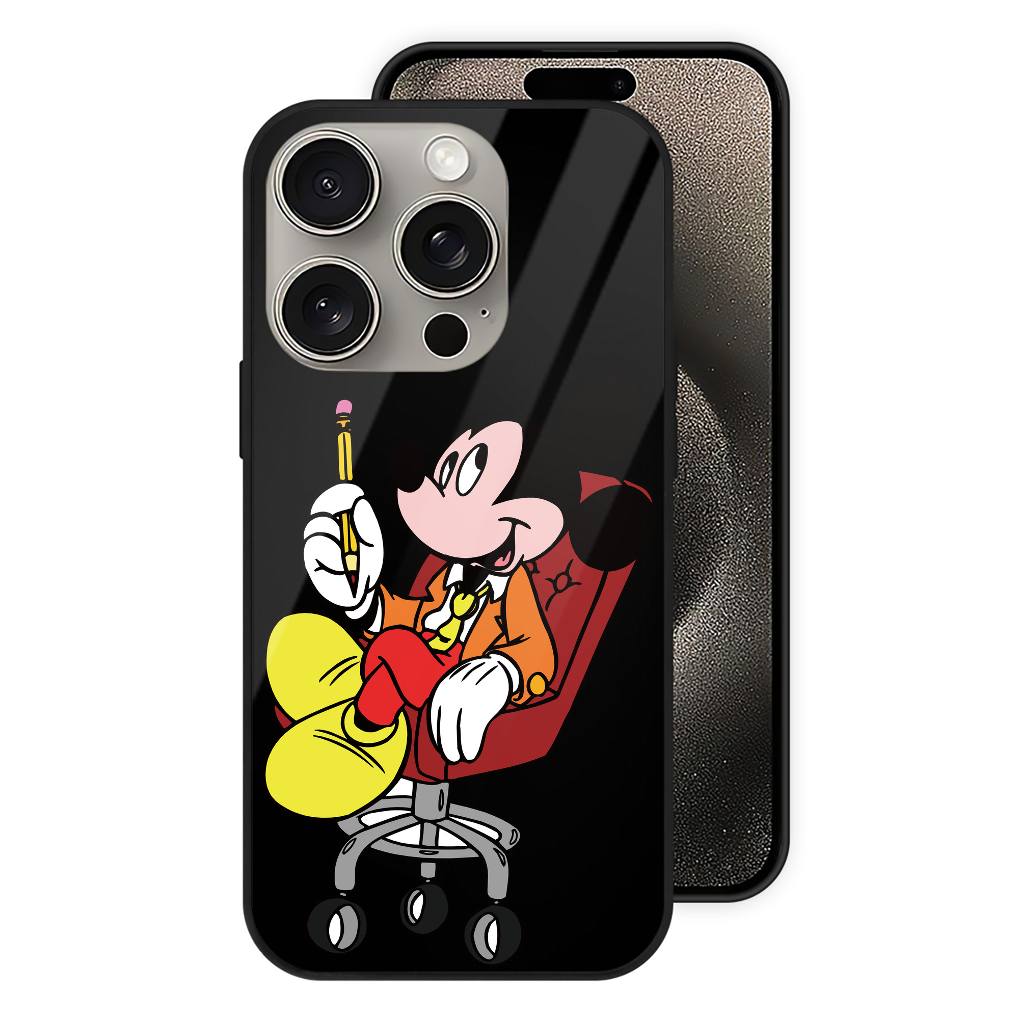（画像用） ミッキーマウス Mickey Mouse 【iPhone15Pro対応】スマホケース 耐衝撃＆黄変防止 背面ガラス