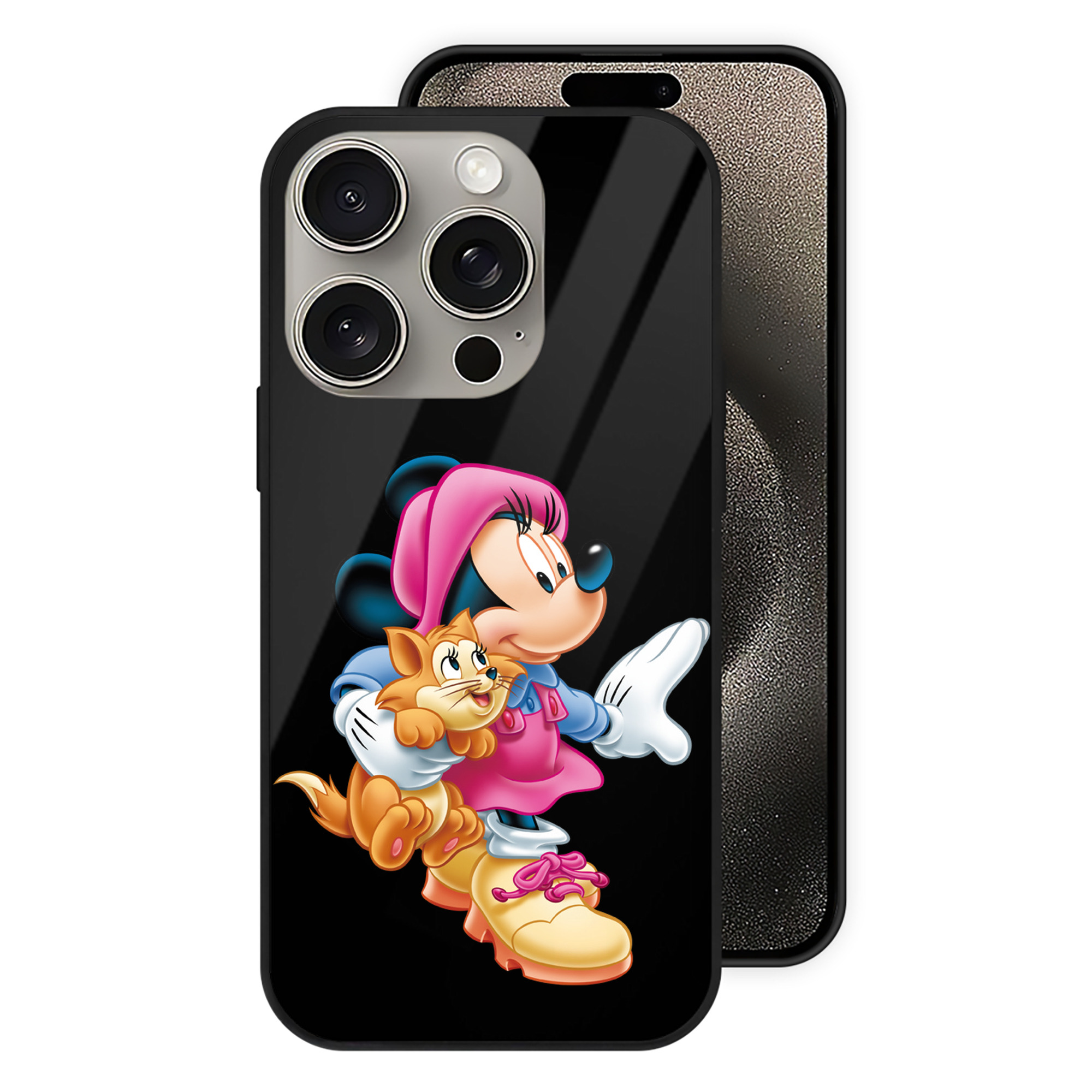 （画像用） ミッキーマウス Mickey Mouse 【iPhone15Pro対応】スマホケース 耐衝撃＆黄変防止 背面ガラス