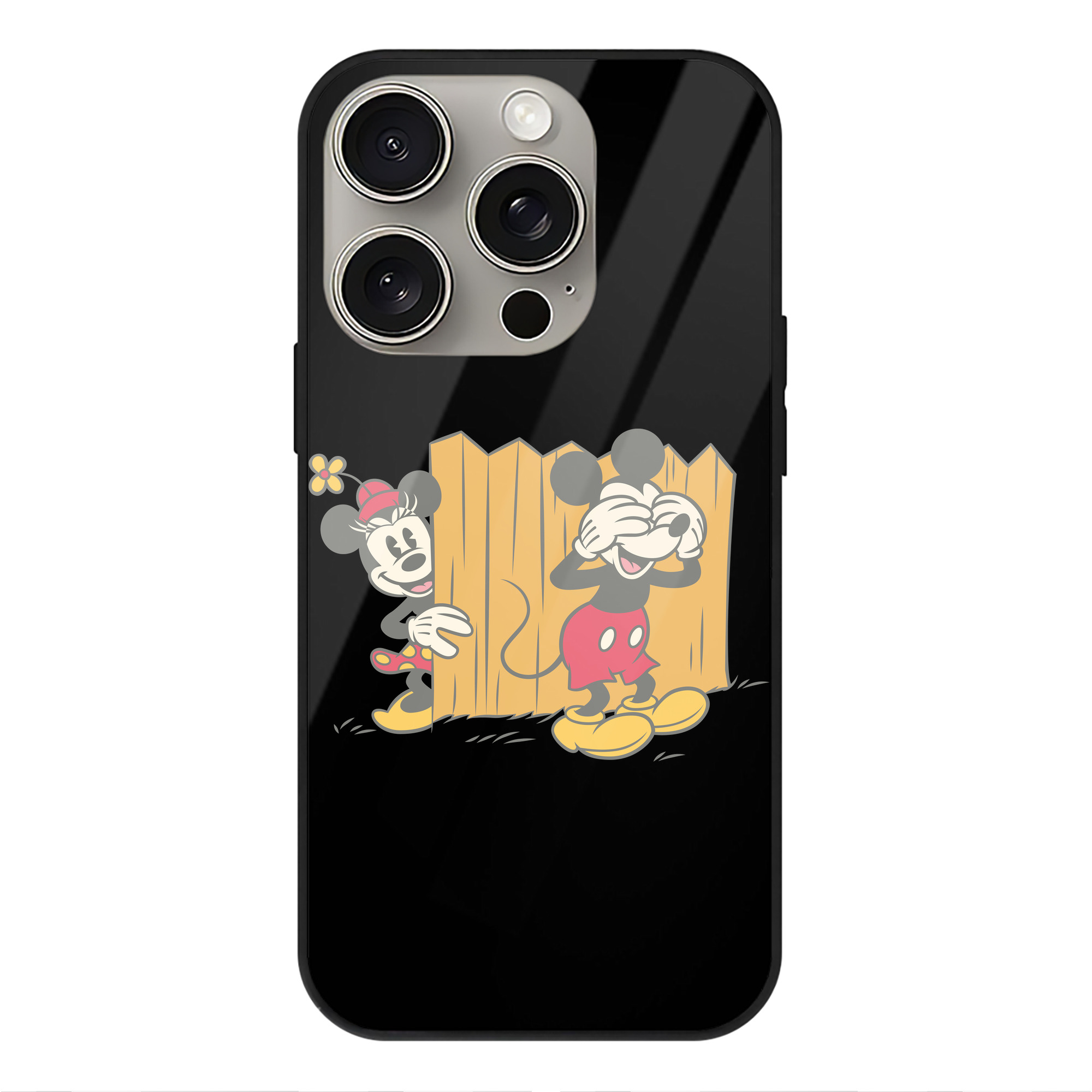 （画像用） ミッキーマウス Mickey Mouse 【iPhone15Pro対応】スマホケース 耐衝撃＆黄変防止 背面ガラス