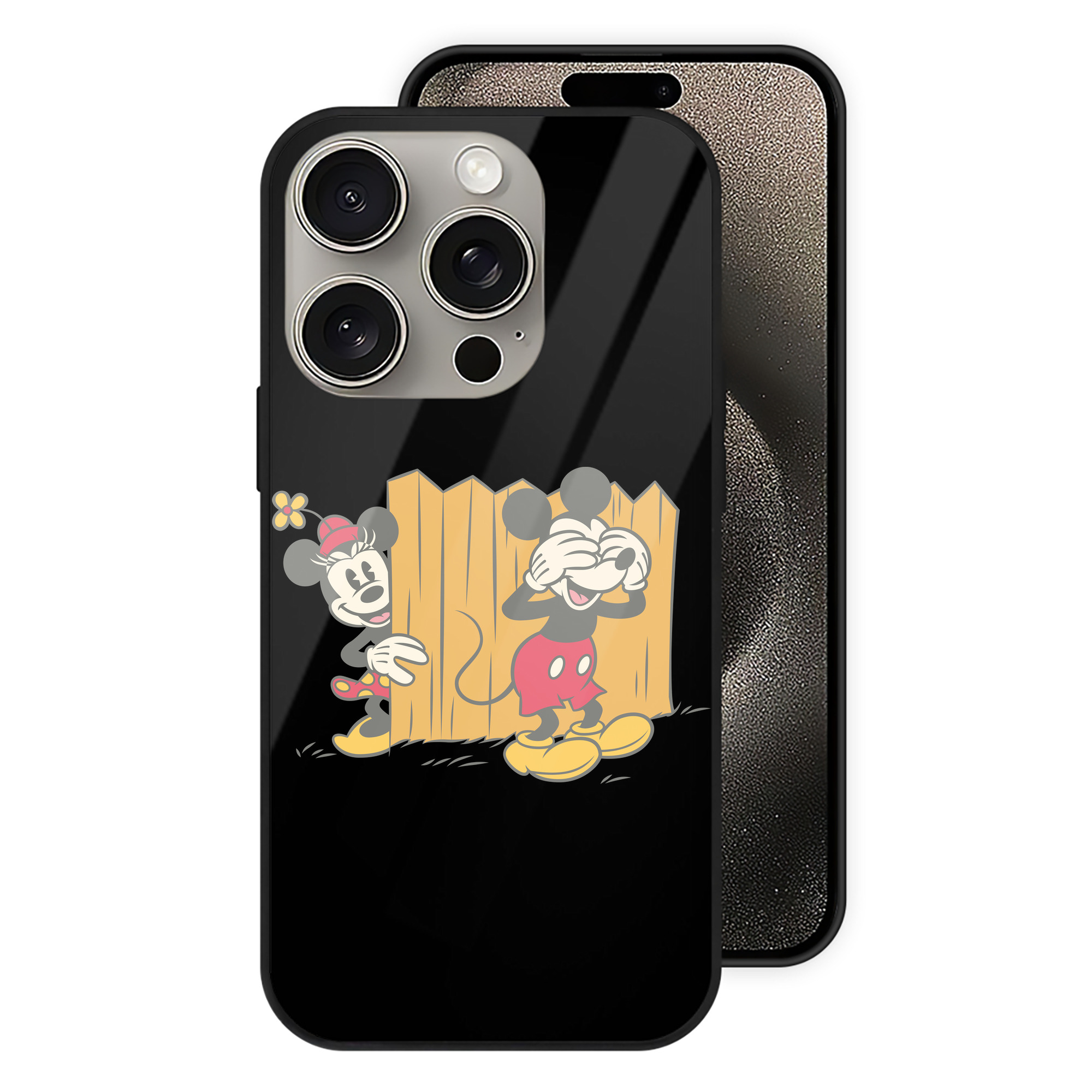 （画像用） ミッキーマウス Mickey Mouse 【iPhone15Pro対応】スマホケース 耐衝撃＆黄変防止 背面ガラス