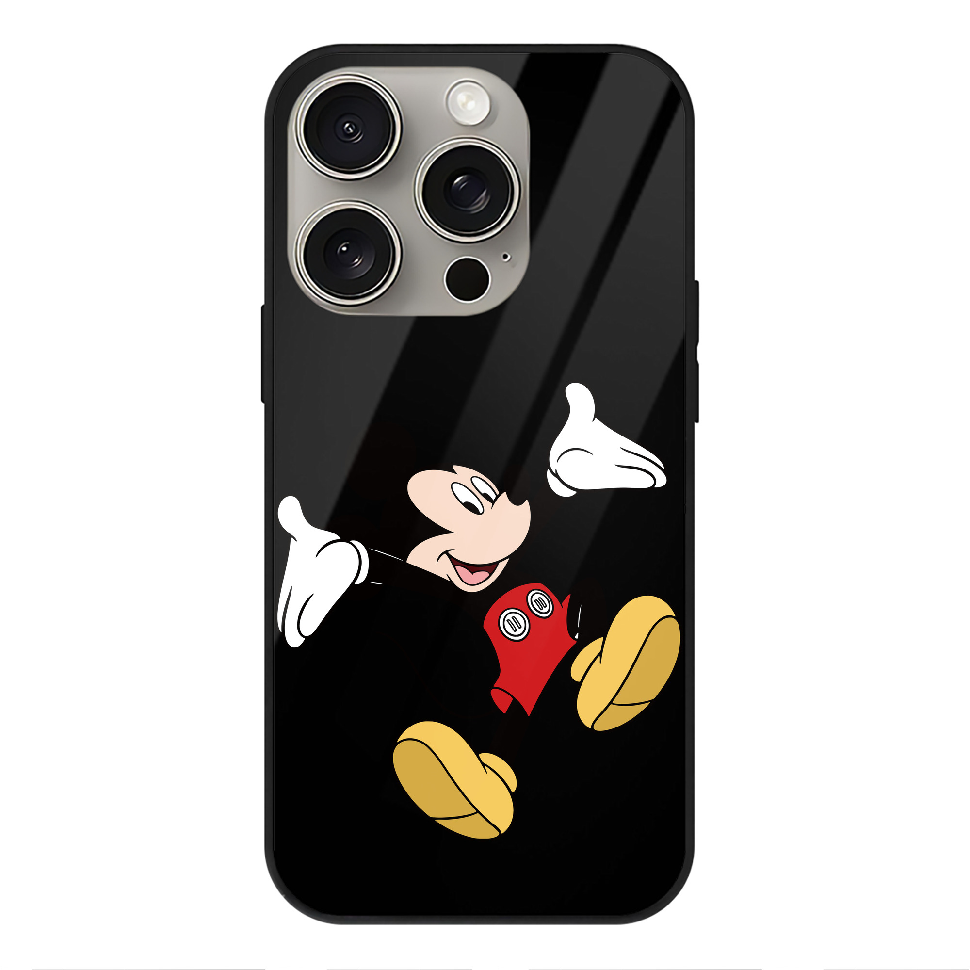 （画像用） ミッキーマウス Mickey Mouse 【iPhone15Pro対応】スマホケース 耐衝撃＆黄変防止 背面ガラス