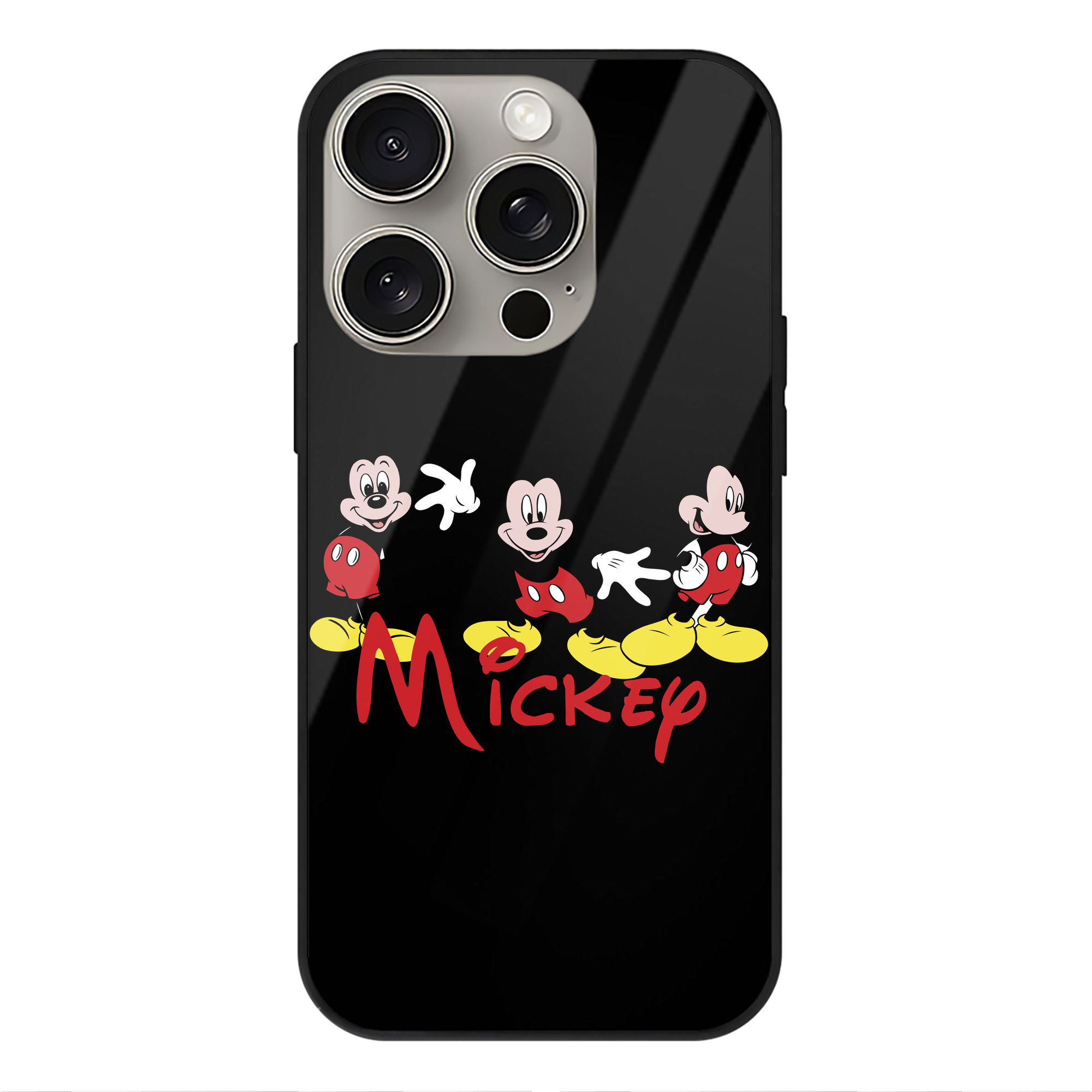（画像用） ミッキーマウス Mickey Mouse 【iPhone15Pro対応】スマホケース 耐衝撃＆黄変防止 背面ガラス