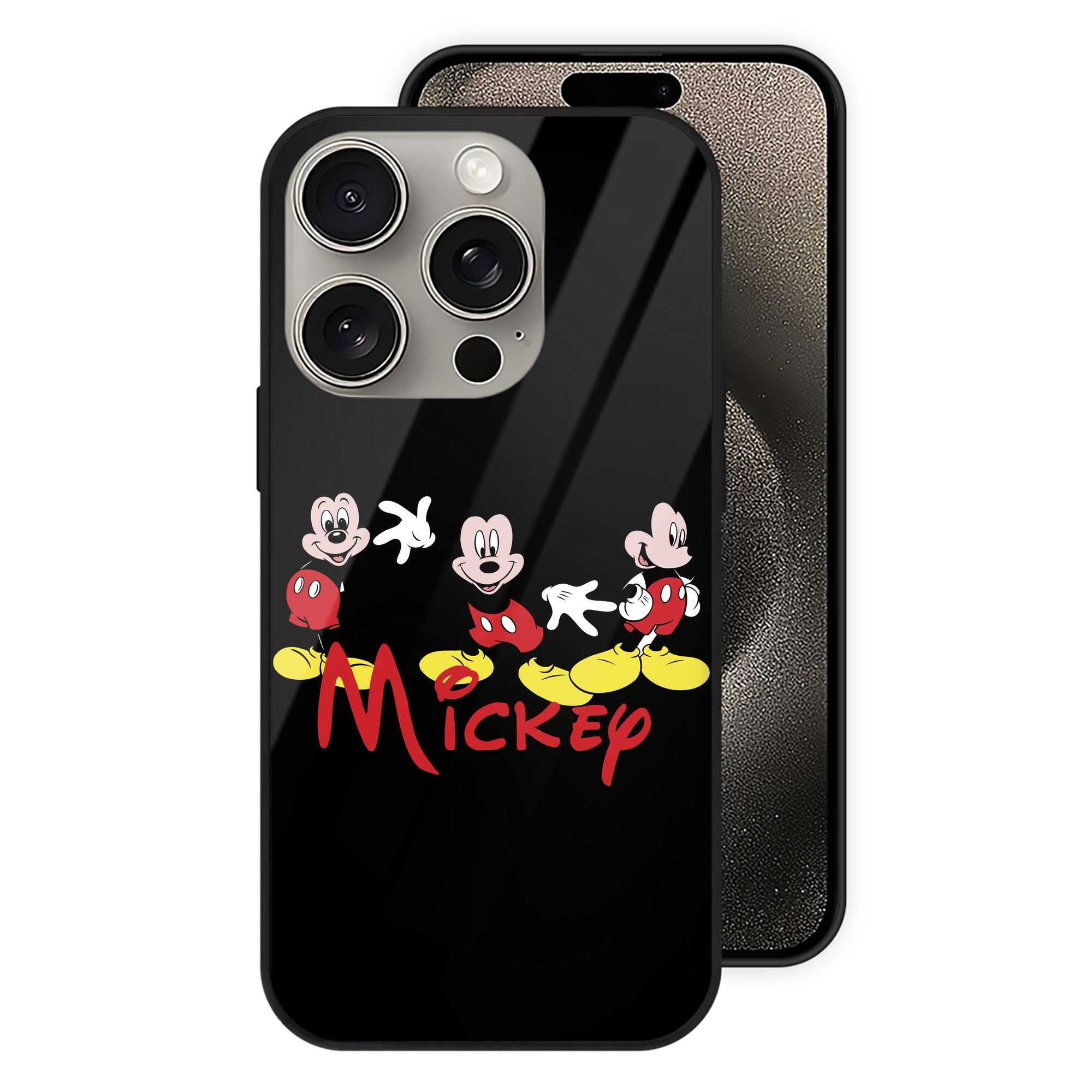 （画像用） ミッキーマウス Mickey Mouse 【iPhone15Pro対応】スマホケース 耐衝撃＆黄変防止 背面ガラス