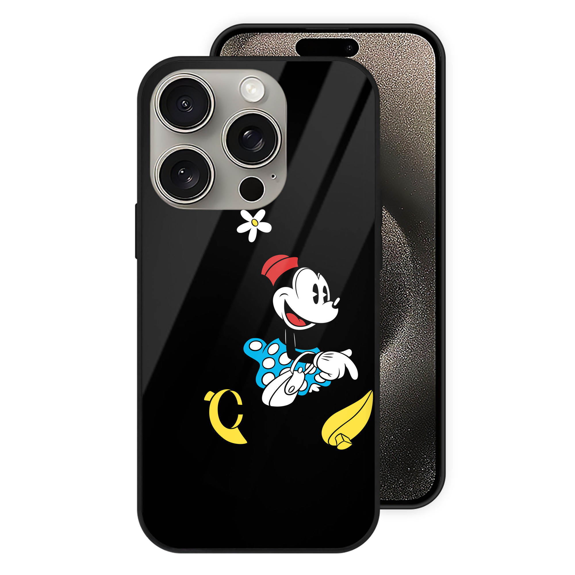 （画像用） ミッキーマウス Mickey Mouse 【iPhone15Pro対応】スマホケース 耐衝撃＆黄変防止 背面ガラス