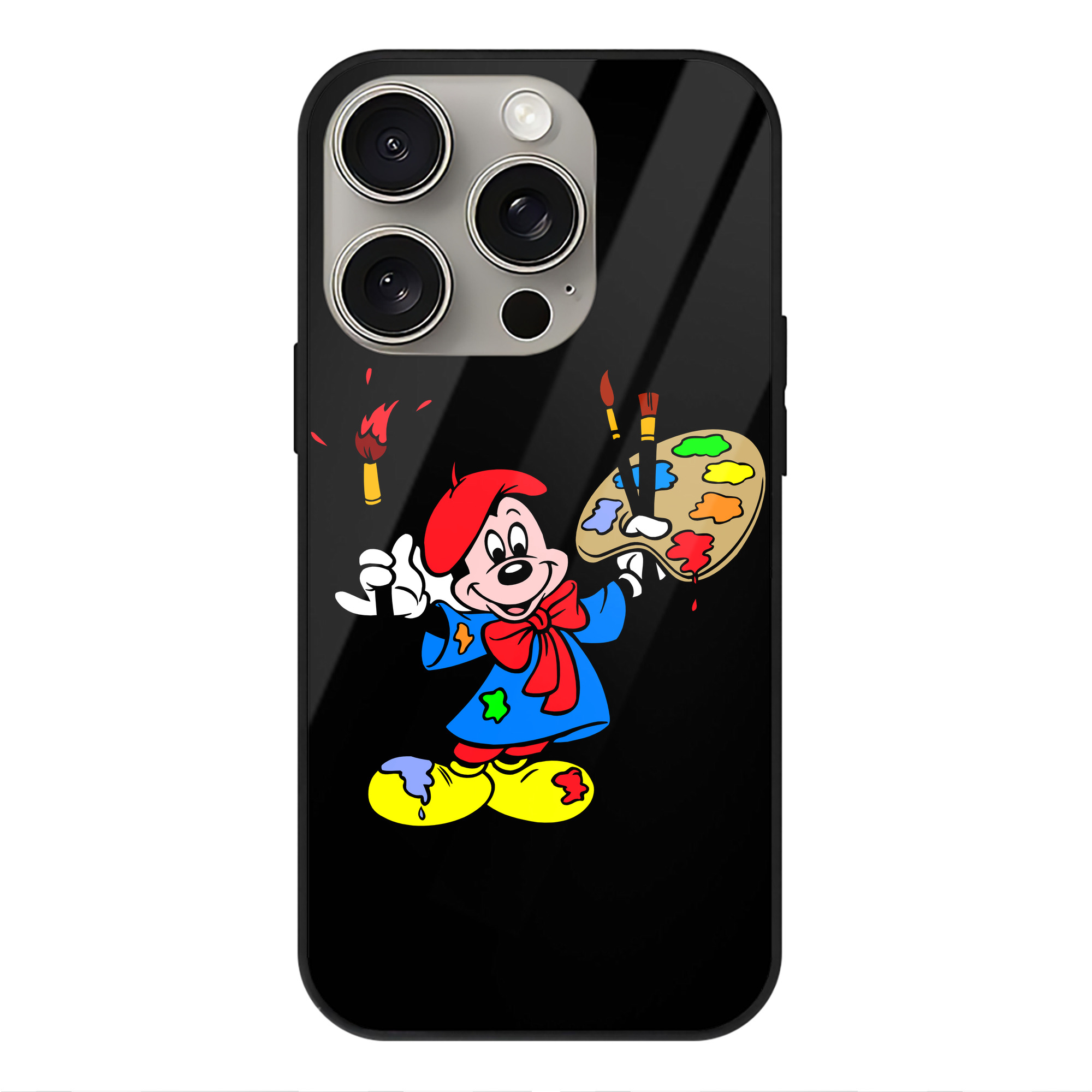 （画像用） ミッキーマウス Mickey Mouse 【iPhone15Pro対応】スマホケース 耐衝撃＆黄変防止 背面ガラス