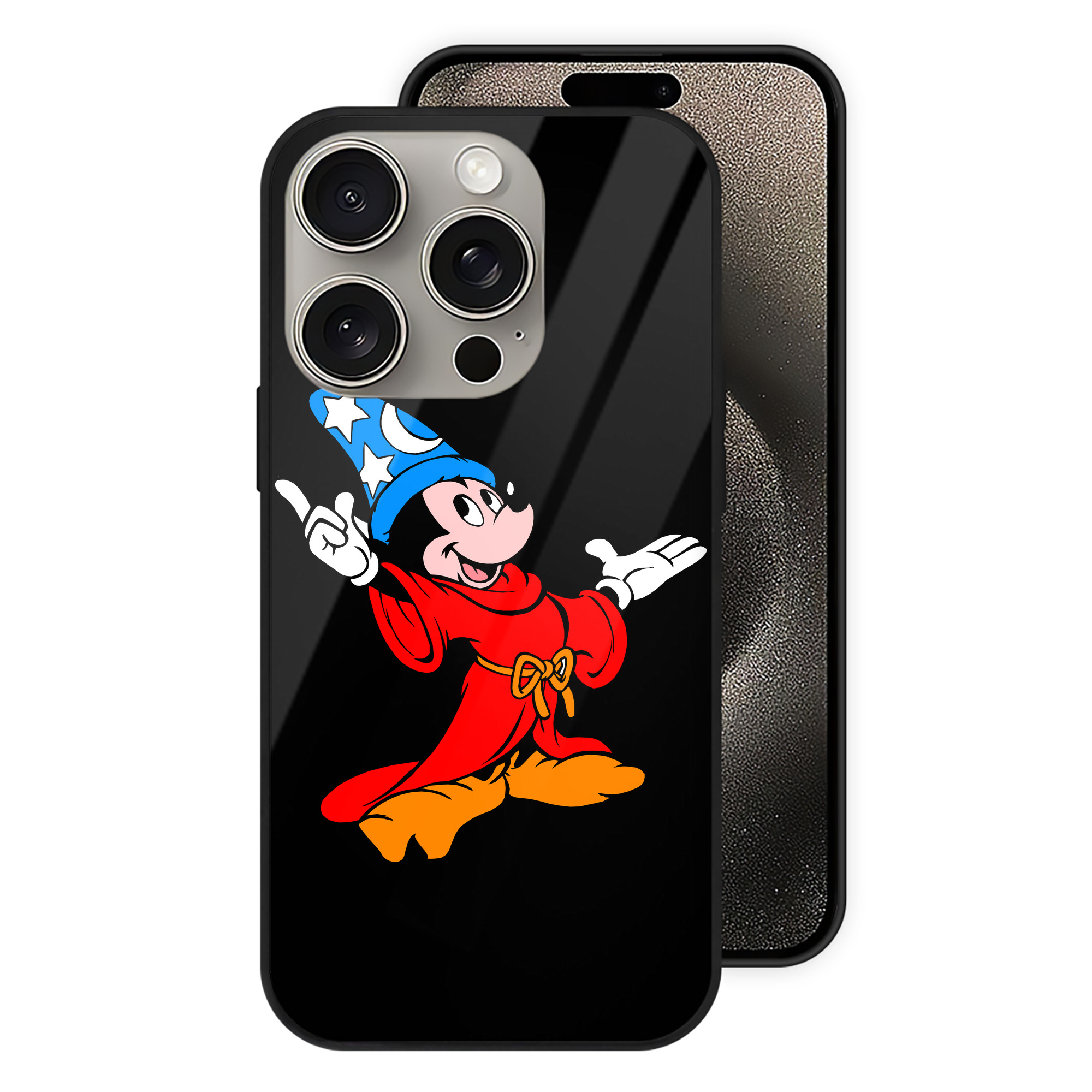 （画像用） ミッキーマウス Mickey Mouse 【iPhone15Pro対応】スマホケース 耐衝撃＆黄変防止 背面ガラス