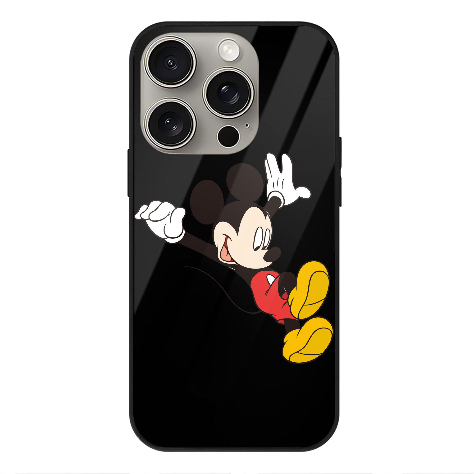 （画像用） ミッキーマウス Mickey Mouse 【iPhone15Pro対応】スマホケース 耐衝撃＆黄変防止 背面ガラス