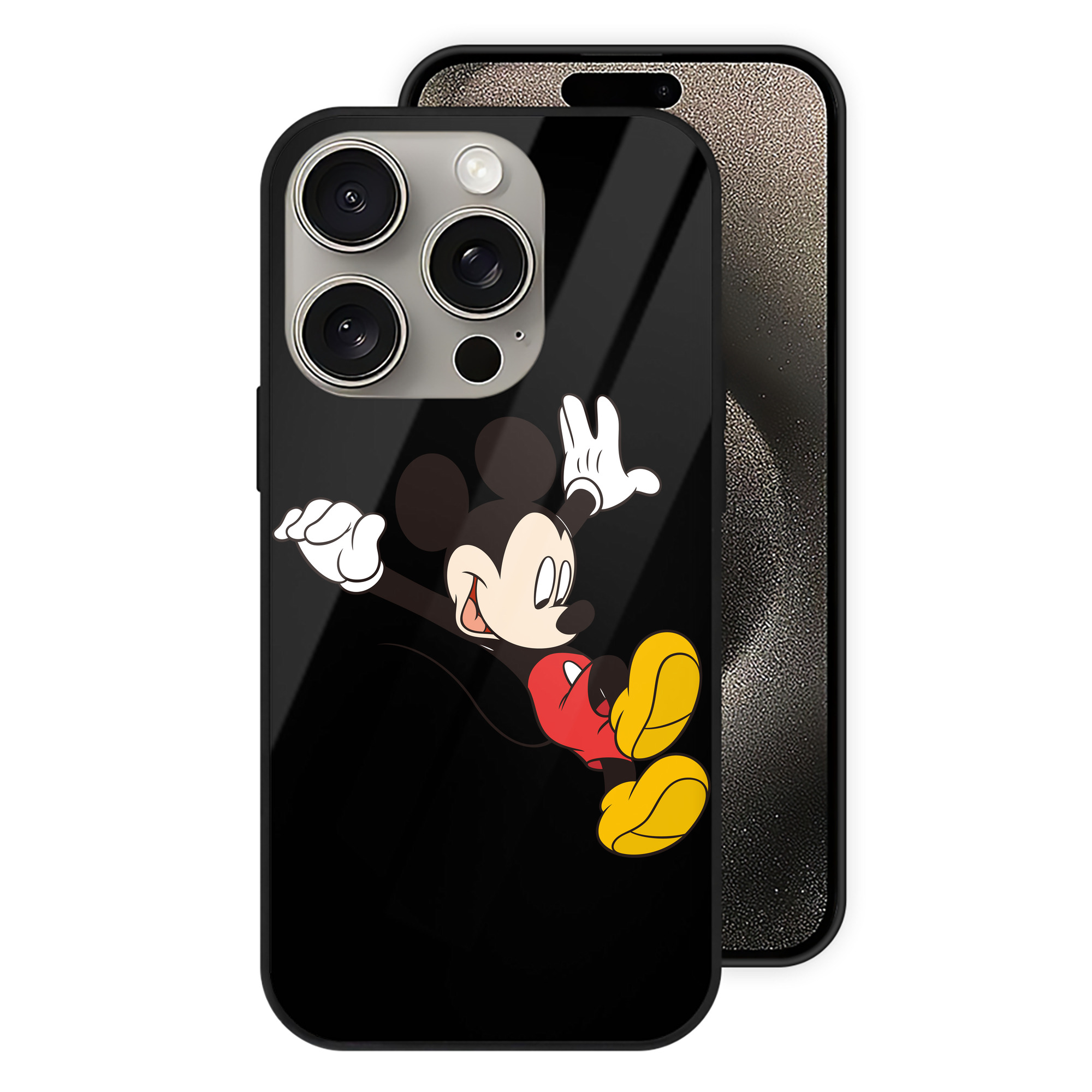 （画像用） ミッキーマウス Mickey Mouse 【iPhone15Pro対応】スマホケース 耐衝撃＆黄変防止 背面ガラス
