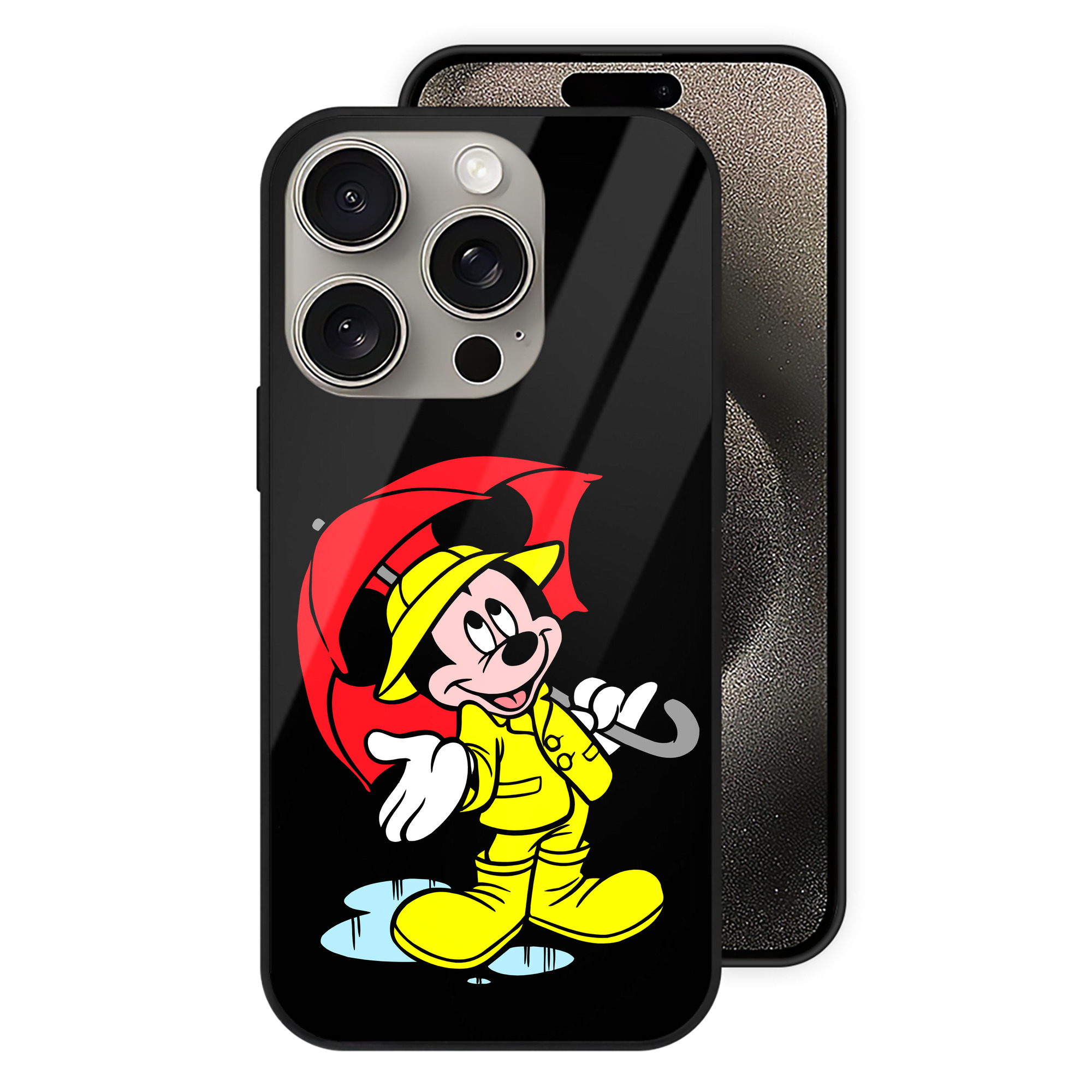 （画像用） ミッキーマウス Mickey Mouse 【iPhone15Pro対応】スマホケース 耐衝撃＆黄変防止 背面ガラス
