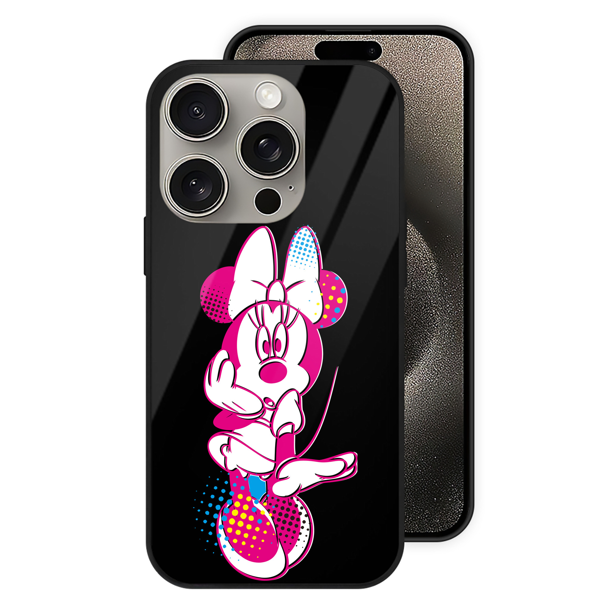 （画像用） ミッキーマウス Mickey Mouse 【iPhone15Pro対応】スマホケース 耐衝撃＆黄変防止 背面ガラス