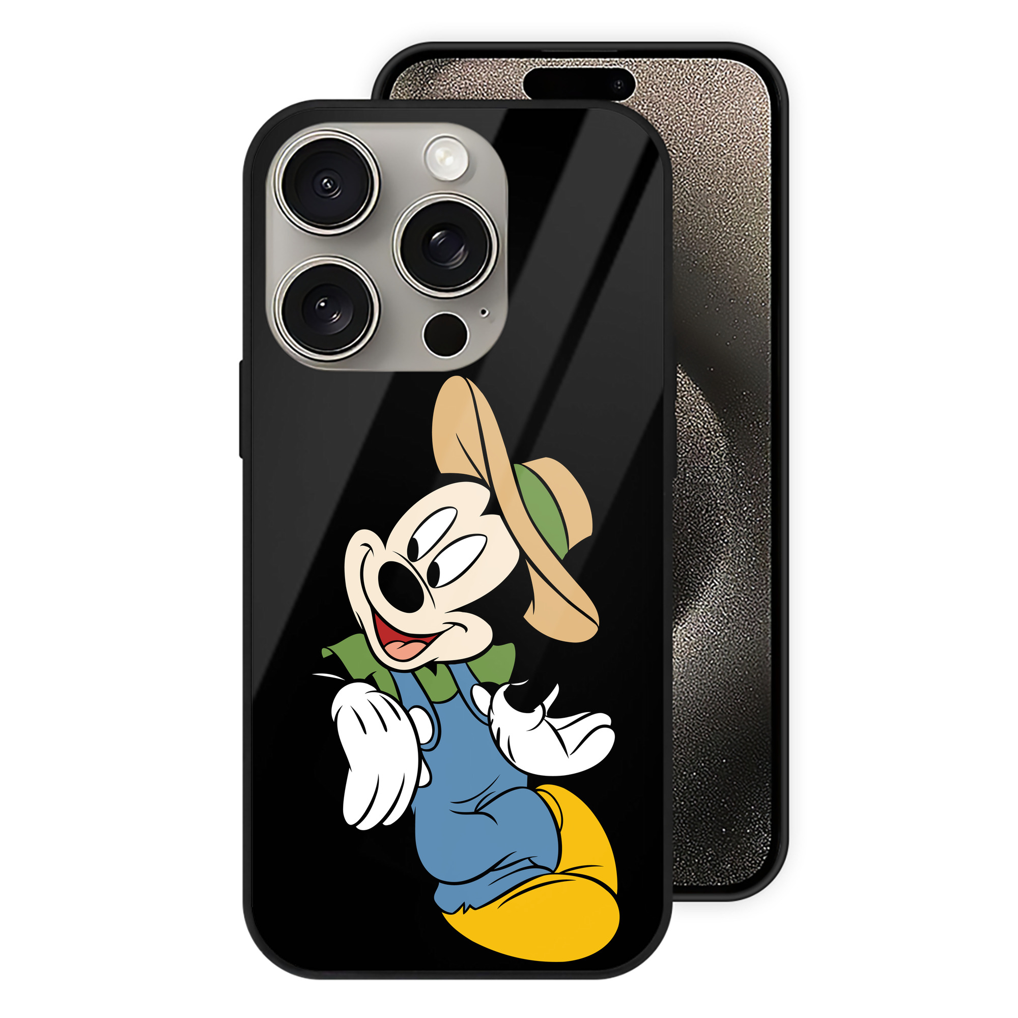 （画像用） ミッキーマウス Mickey Mouse 【iPhone15Pro対応】スマホケース 耐衝撃＆黄変防止 背面ガラス