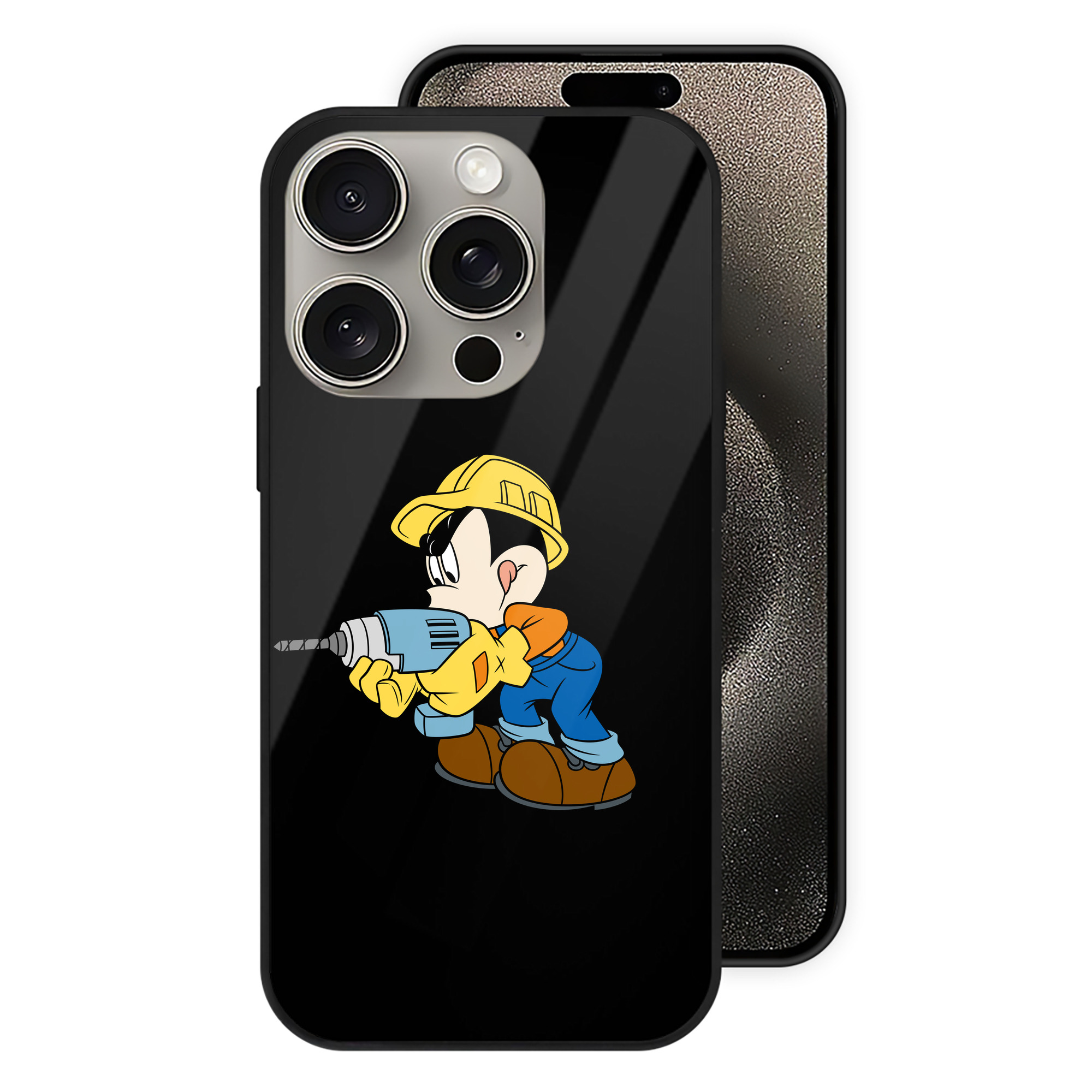 （画像用） ミッキーマウス Mickey Mouse 【iPhone15Pro対応】スマホケース 耐衝撃＆黄変防止 背面ガラス