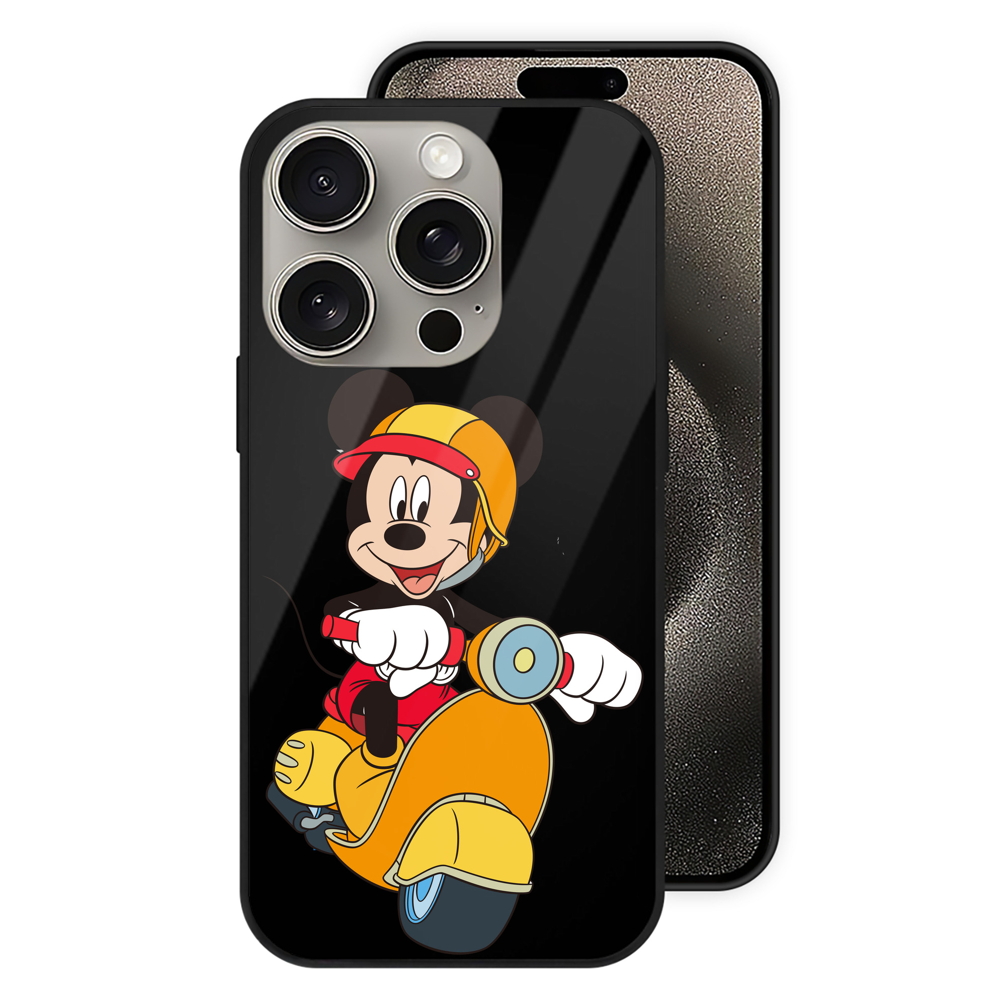 （画像用） ミッキーマウス Mickey Mouse 【iPhone15Pro対応】スマホケース 耐衝撃＆黄変防止 背面ガラス