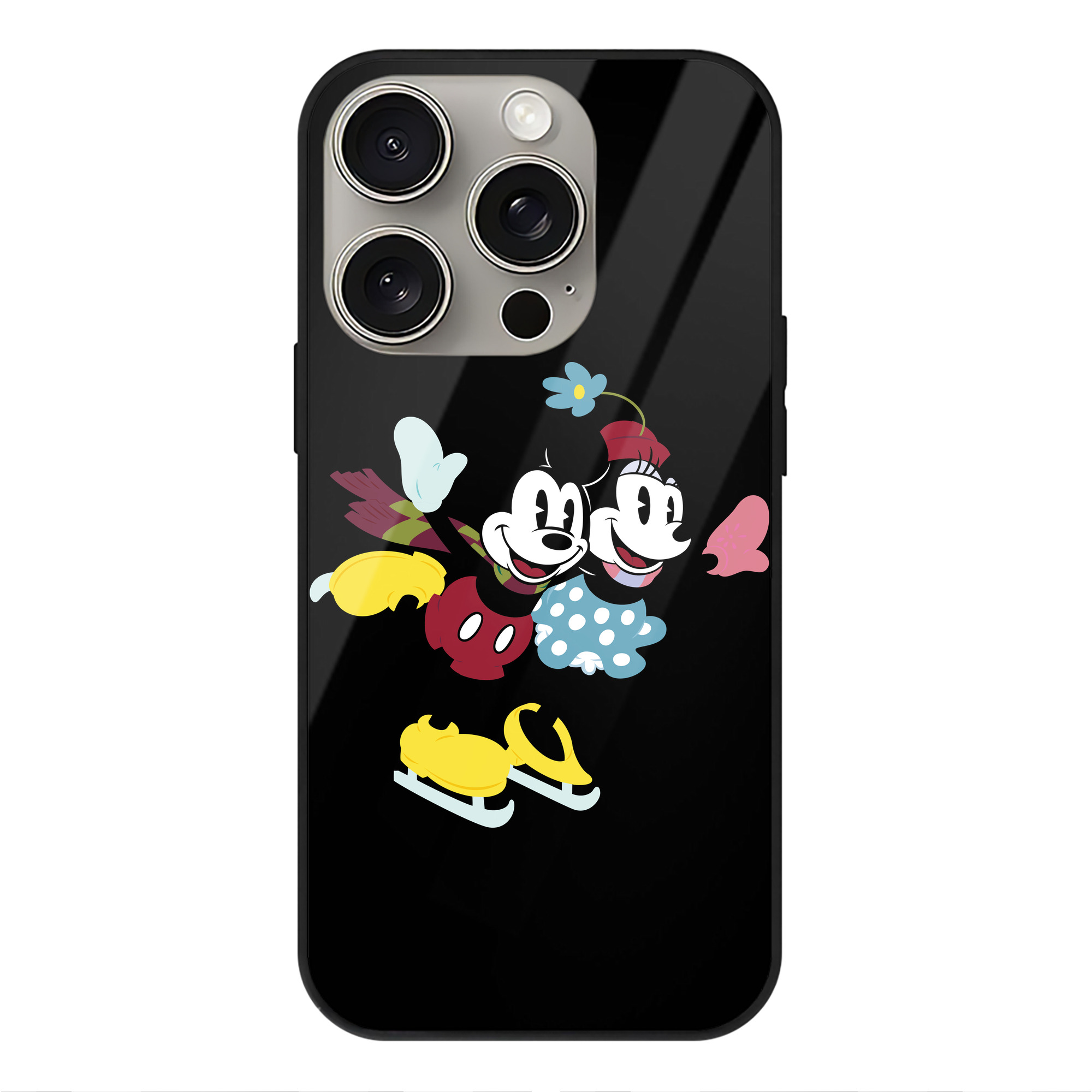 （画像用） ミッキーマウス Mickey Mouse 【iPhone15Pro対応】スマホケース 耐衝撃＆黄変防止 背面ガラス