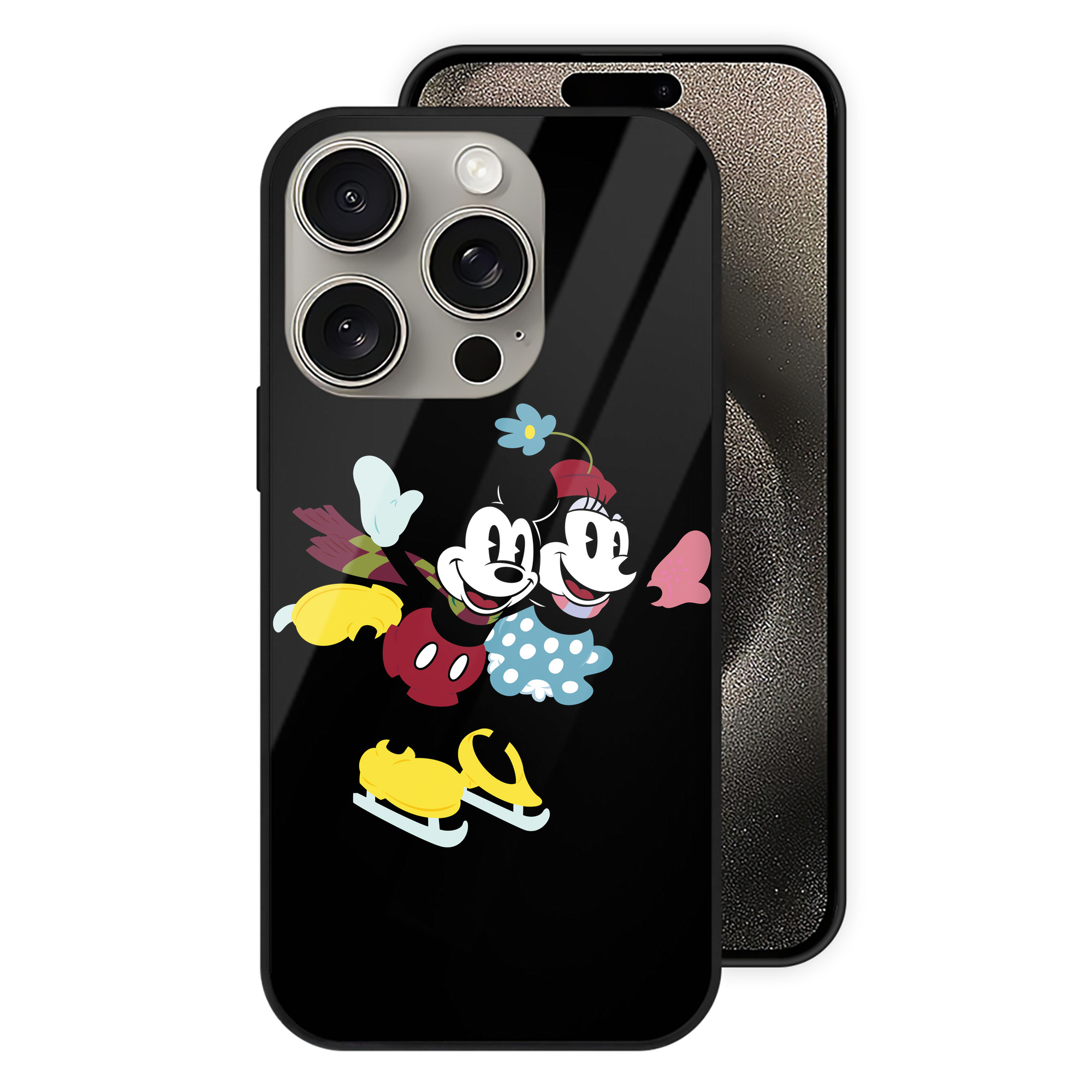 （画像用） ミッキーマウス Mickey Mouse 【iPhone15Pro対応】スマホケース 耐衝撃＆黄変防止 背面ガラス