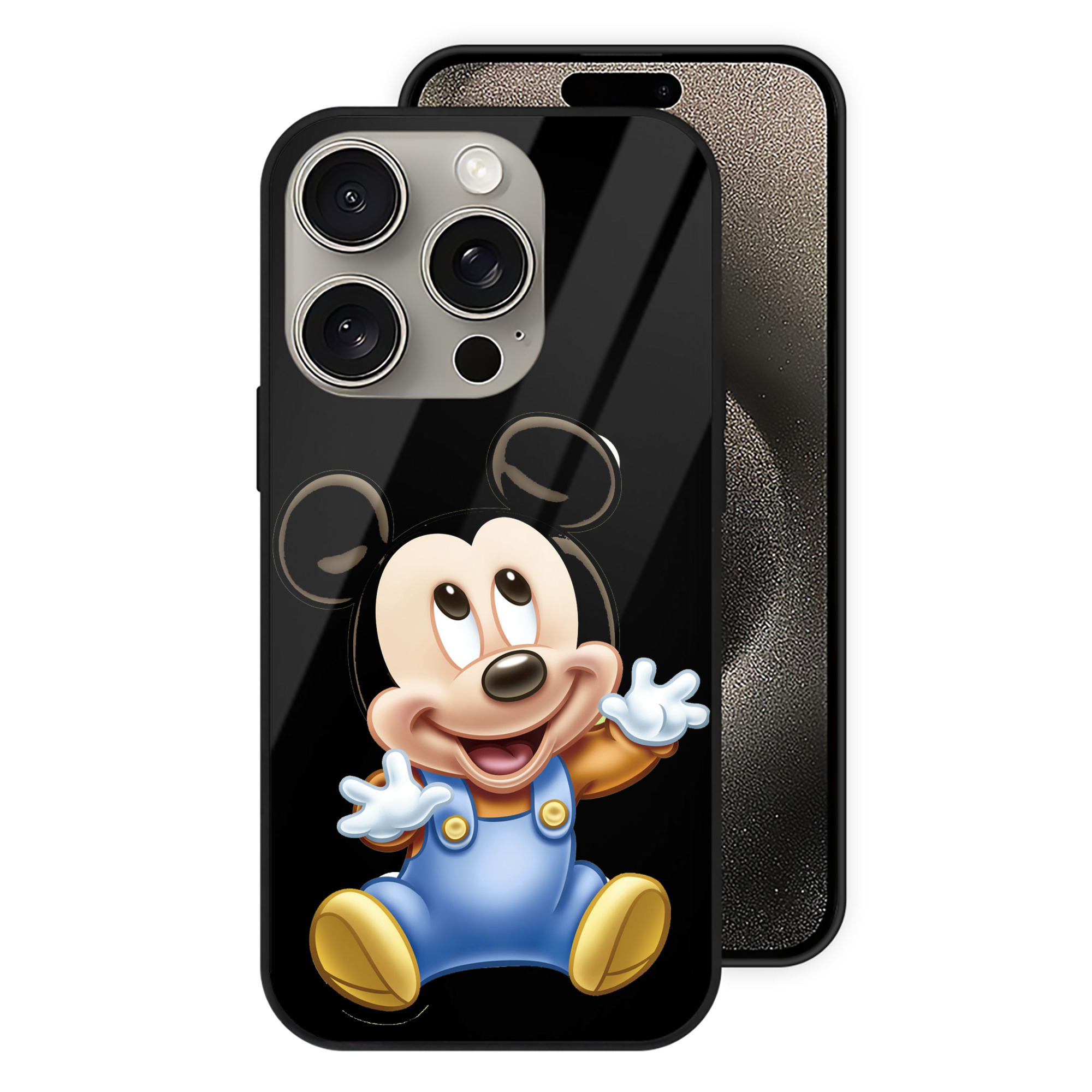 （画像用） ミッキーマウス Mickey Mouse 【iPhone15Pro対応】スマホケース 耐衝撃＆黄変防止 背面ガラス