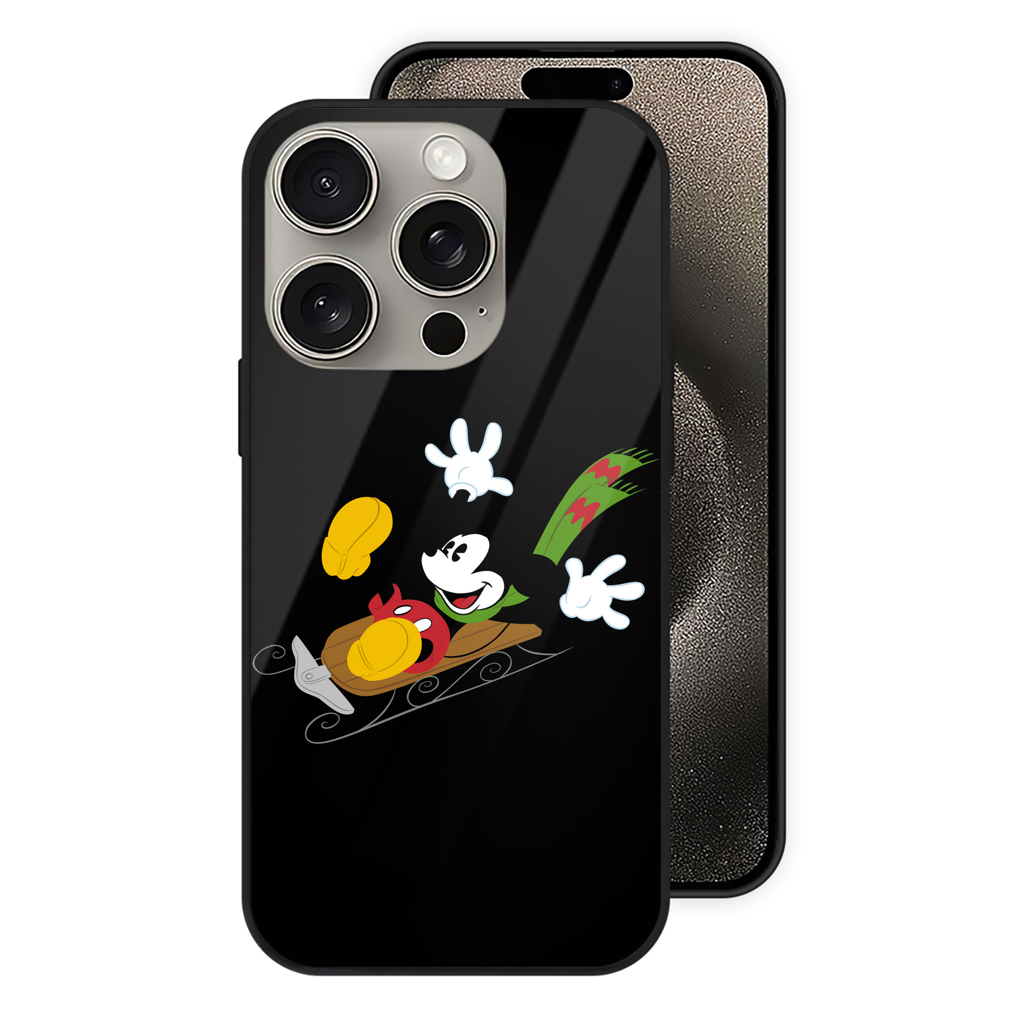 （画像用） ミッキーマウス Mickey Mouse 【iPhone15Pro対応】スマホケース 耐衝撃＆黄変防止 背面ガラス