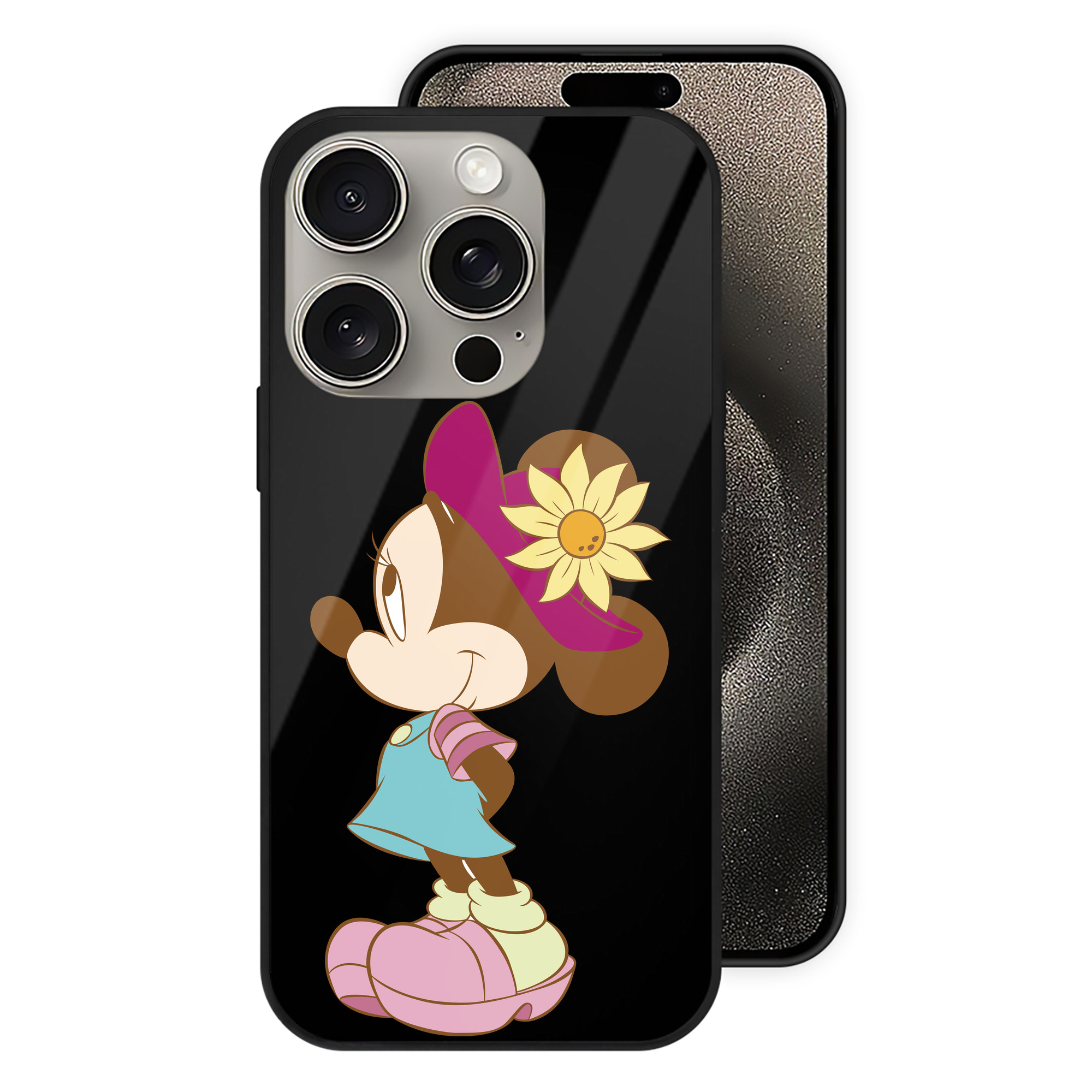 （画像用） ミッキーマウス Mickey Mouse 【iPhone15Pro対応】スマホケース 耐衝撃＆黄変防止 背面ガラス