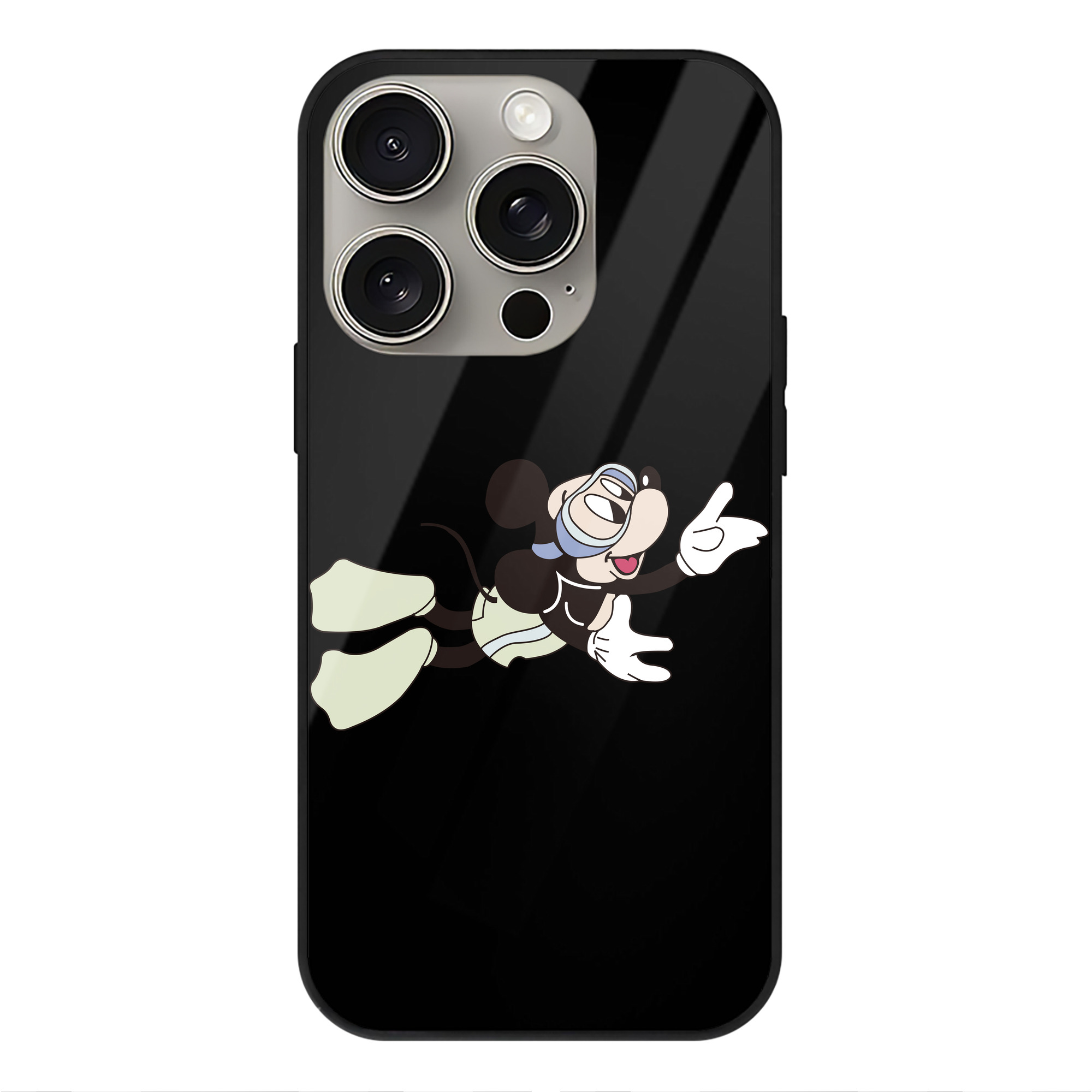 （画像用） ミッキーマウス Mickey Mouse 【iPhone15Pro対応】スマホケース 耐衝撃＆黄変防止 背面ガラス