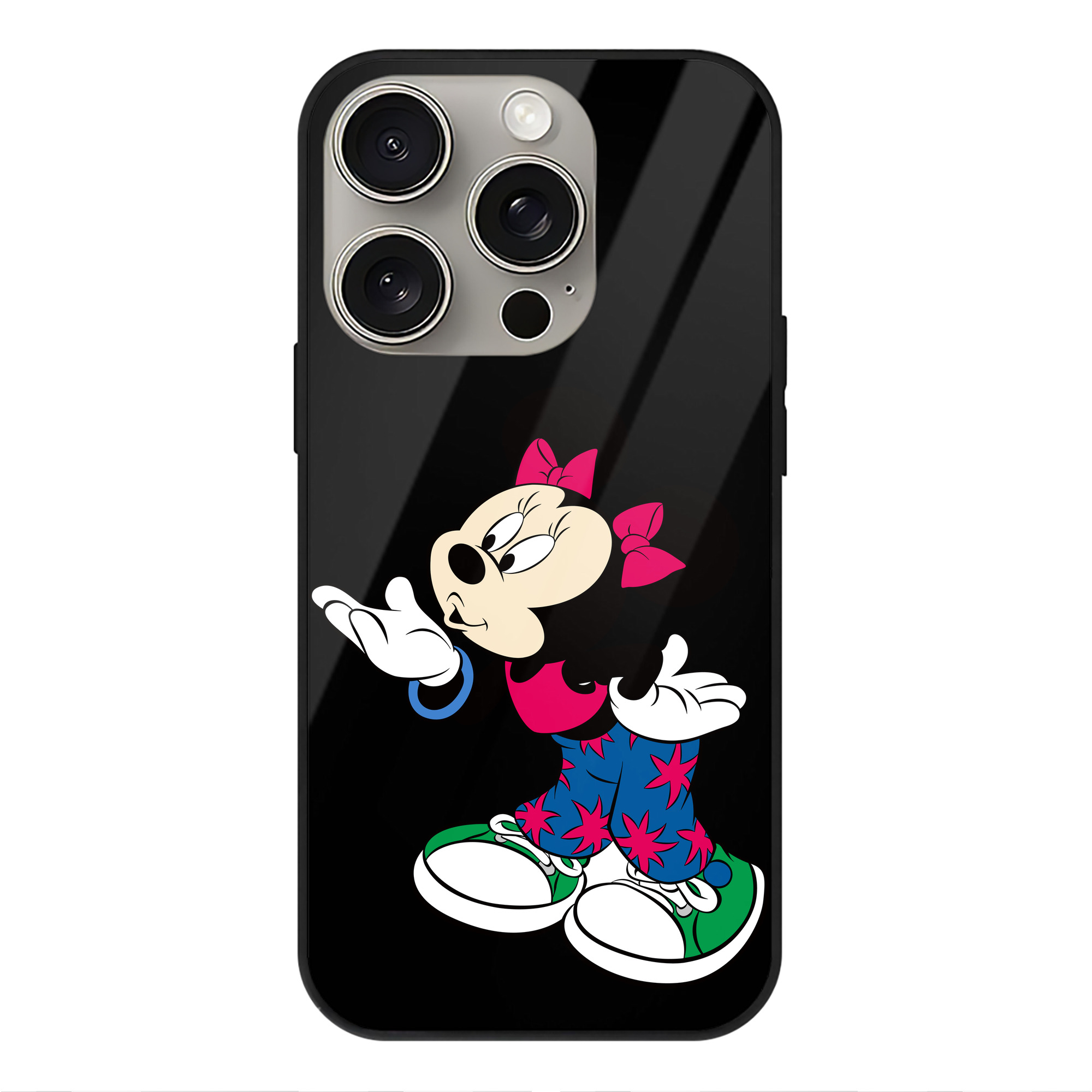 （画像用） ミッキーマウス Mickey Mouse 【iPhone15Pro対応】スマホケース 耐衝撃＆黄変防止 背面ガラス