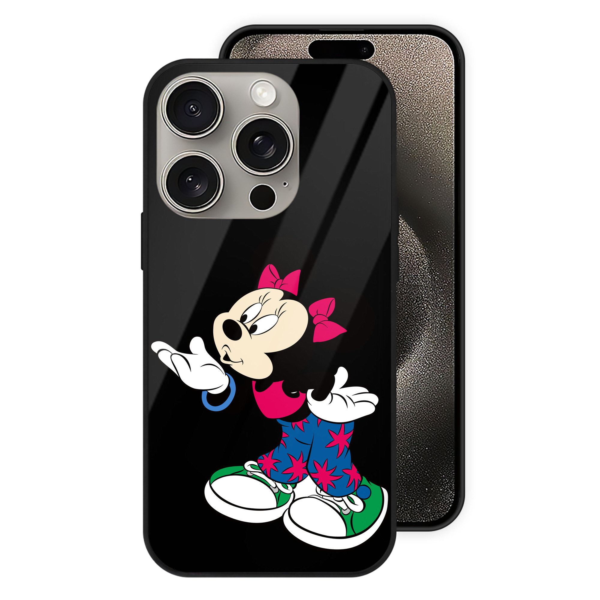 （画像用） ミッキーマウス Mickey Mouse 【iPhone15Pro対応】スマホケース 耐衝撃＆黄変防止 背面ガラス