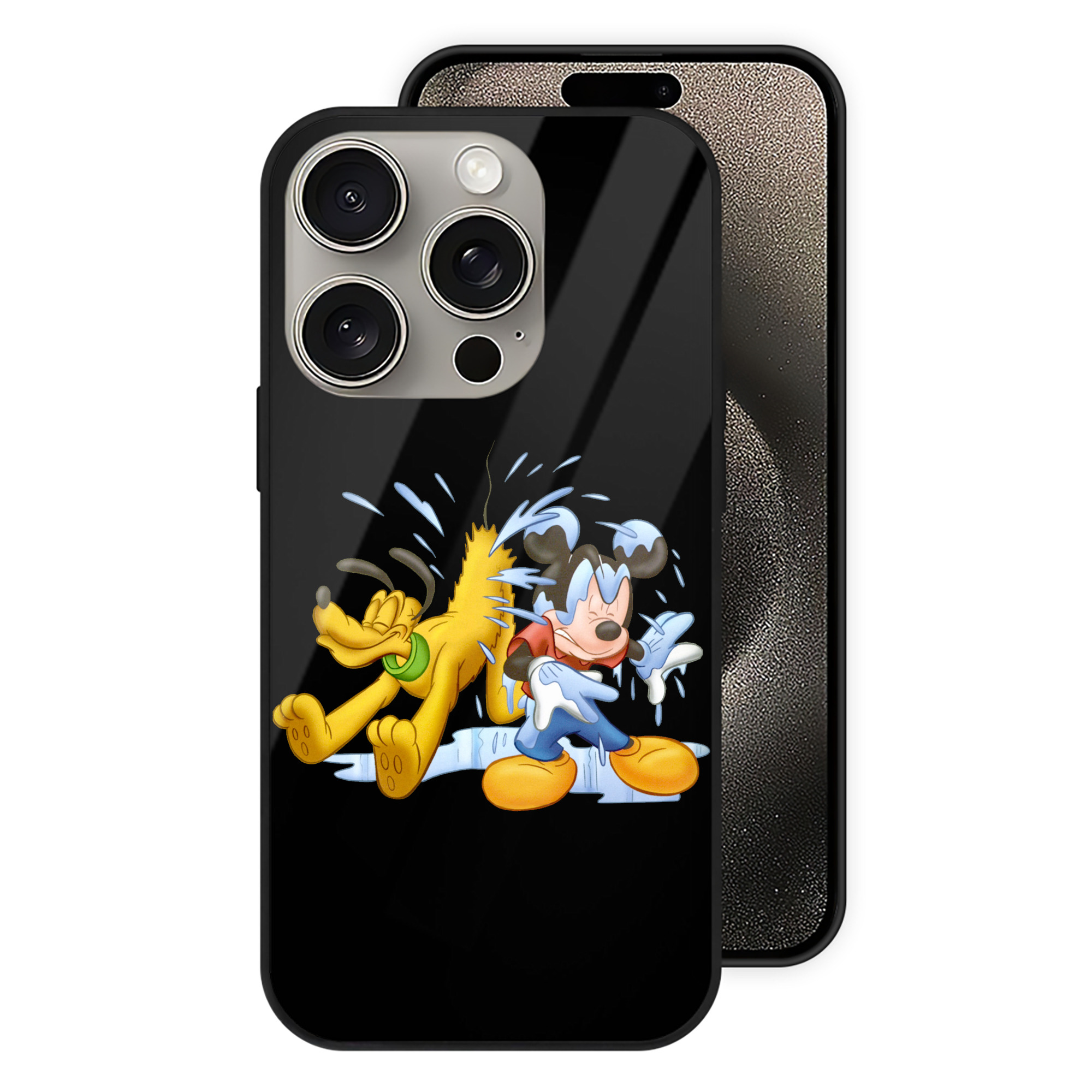 （画像用） ミッキーマウス Mickey Mouse 【iPhone15Pro対応】スマホケース 耐衝撃＆黄変防止 背面ガラス