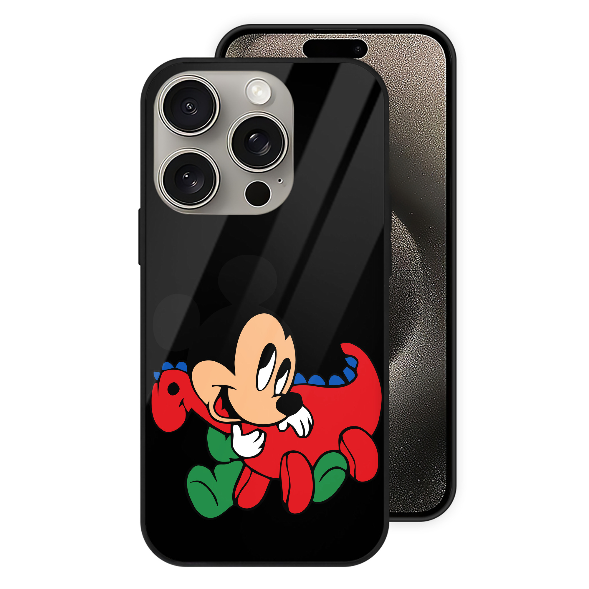 （画像用） ミッキーマウス Mickey Mouse 【iPhone15Pro対応】スマホケース 耐衝撃＆黄変防止 背面ガラス