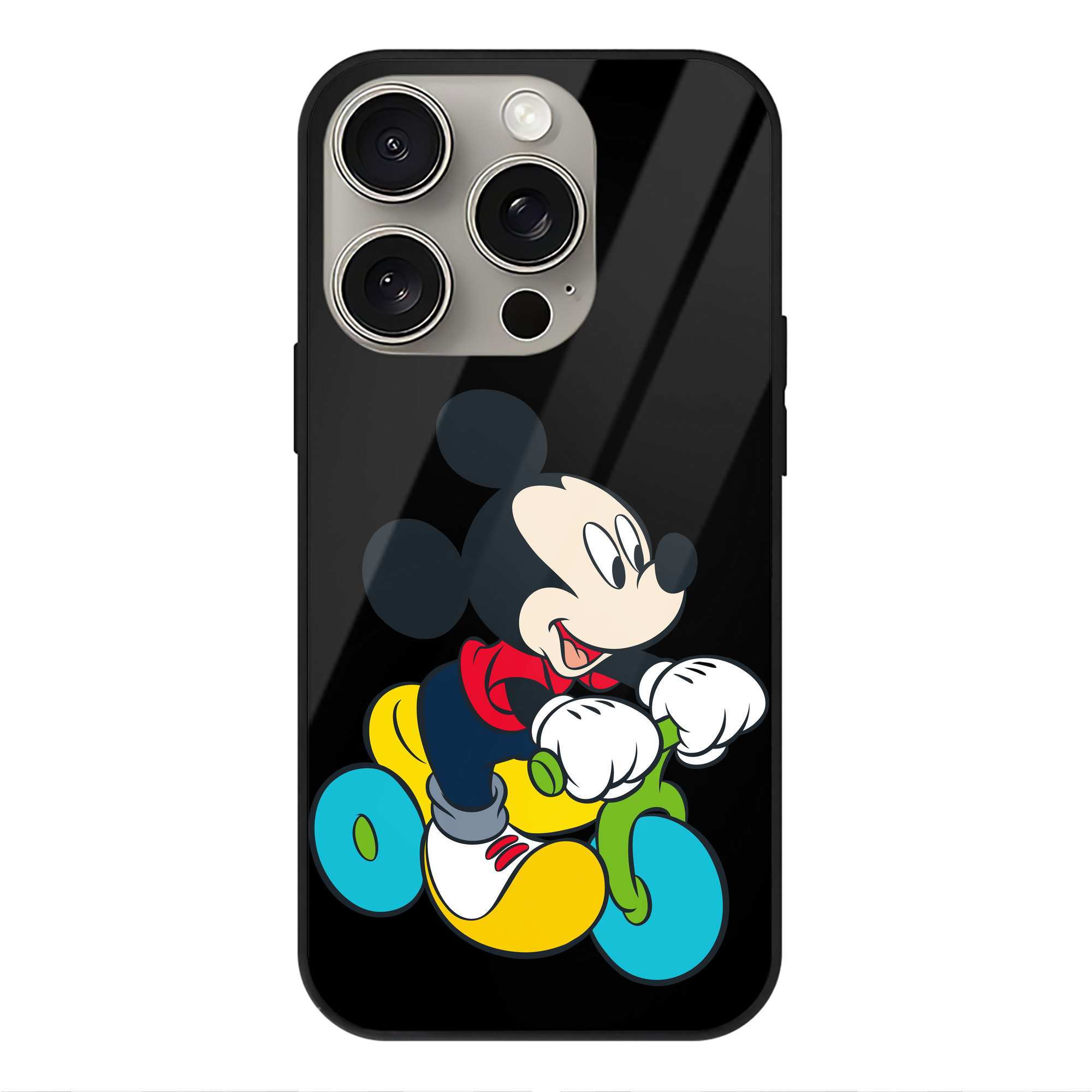 （画像用） ミッキーマウス Mickey Mouse 【iPhone15Pro対応】スマホケース 耐衝撃＆黄変防止 背面ガラス