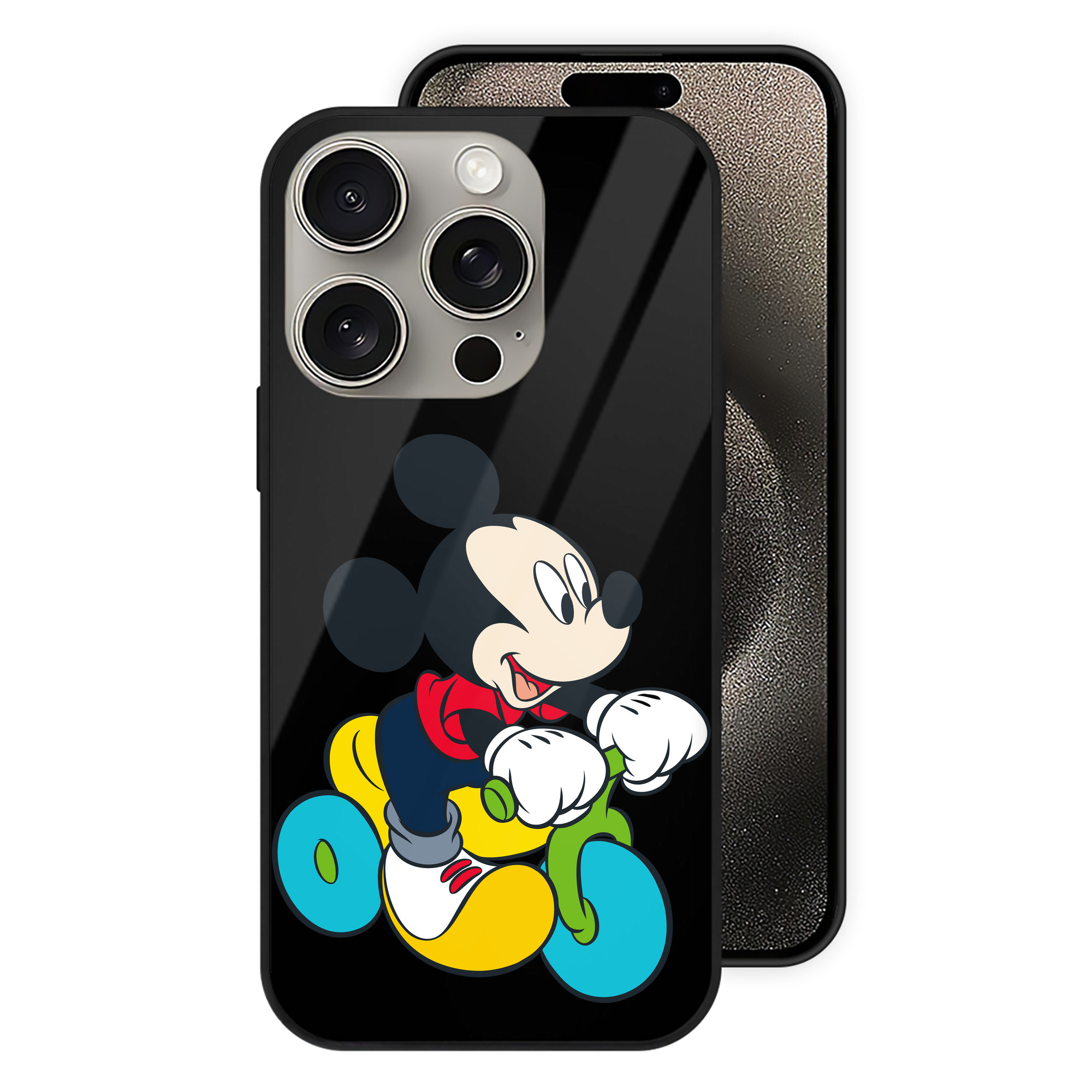 （画像用） ミッキーマウス Mickey Mouse 【iPhone15Pro対応】スマホケース 耐衝撃＆黄変防止 背面ガラス