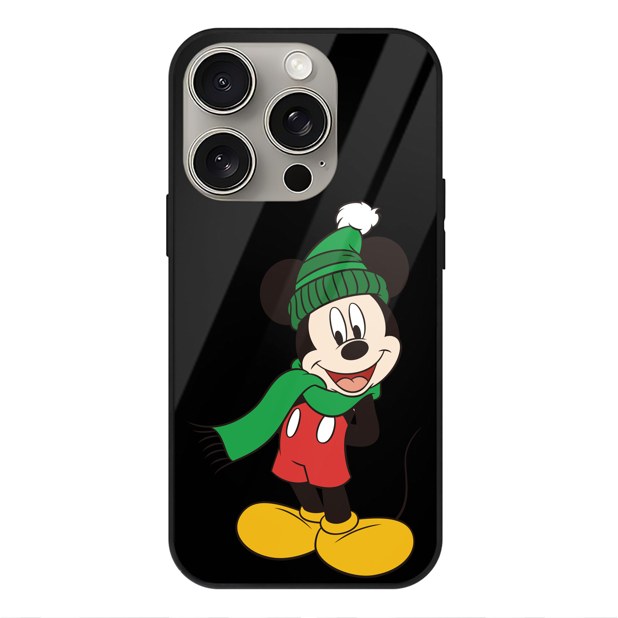 （画像用） ミッキーマウス Mickey Mouse 【iPhone15Pro対応】スマホケース 耐衝撃＆黄変防止 背面ガラス