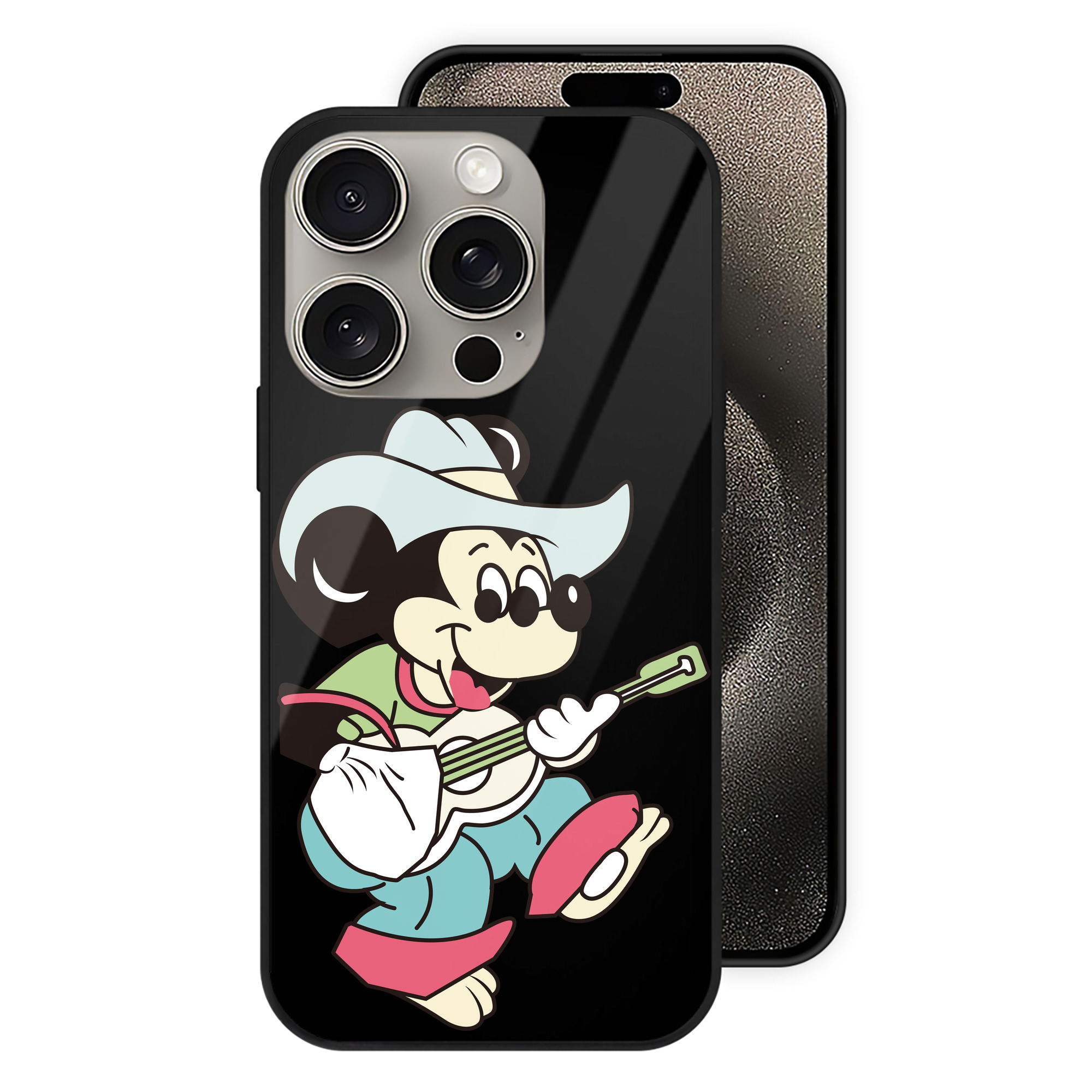 （画像用） ミッキーマウス Mickey Mouse 【iPhone15Pro対応】スマホケース 耐衝撃＆黄変防止 背面ガラス