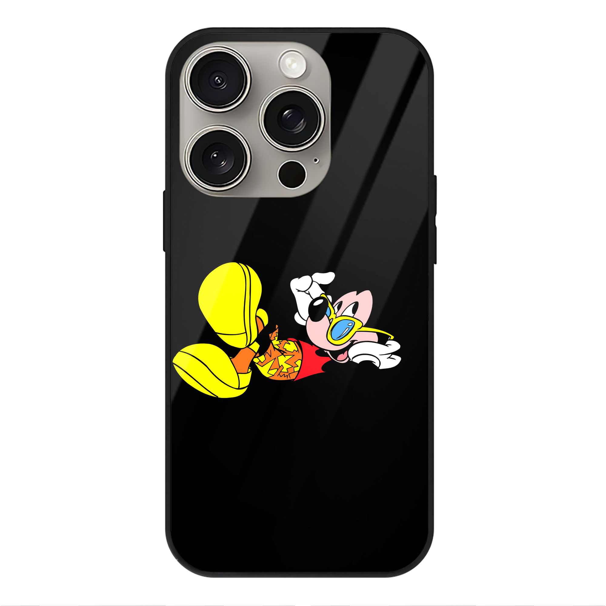（画像用） ミッキーマウス Mickey Mouse 【iPhone15Pro対応】スマホケース 耐衝撃＆黄変防止 背面ガラス