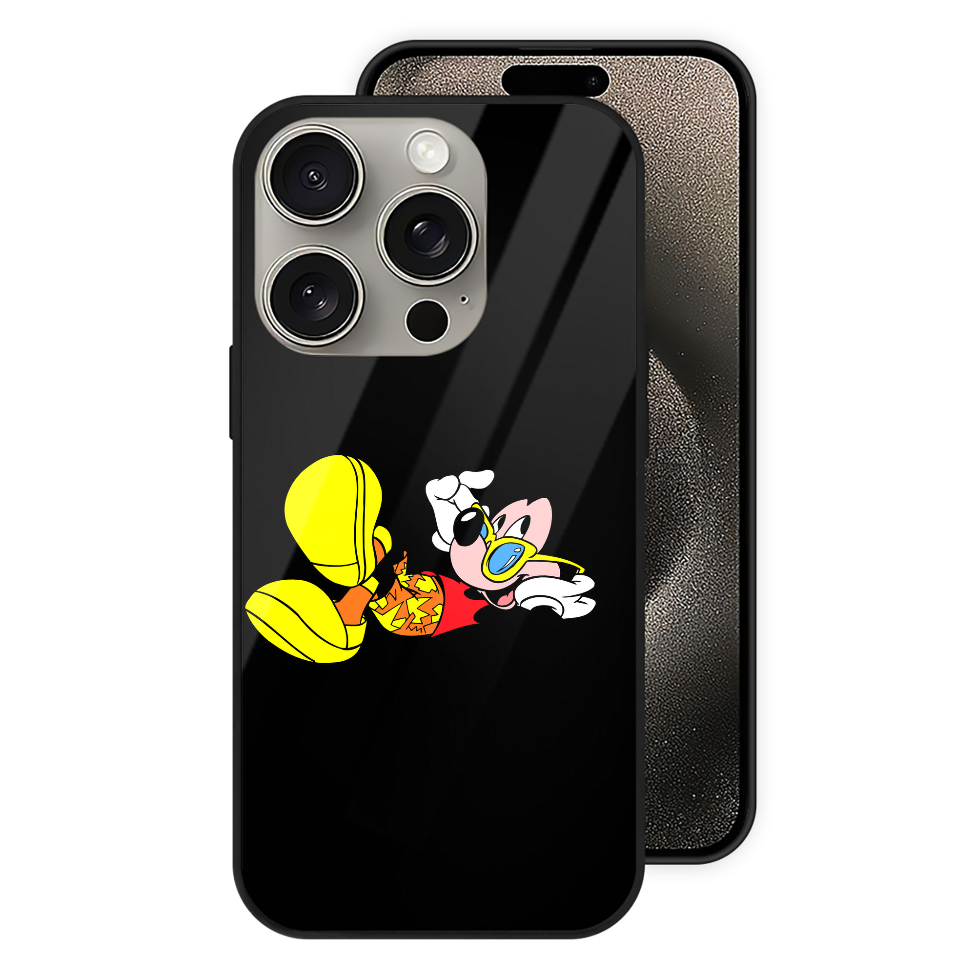 （画像用） ミッキーマウス Mickey Mouse 【iPhone15Pro対応】スマホケース 耐衝撃＆黄変防止 背面ガラス