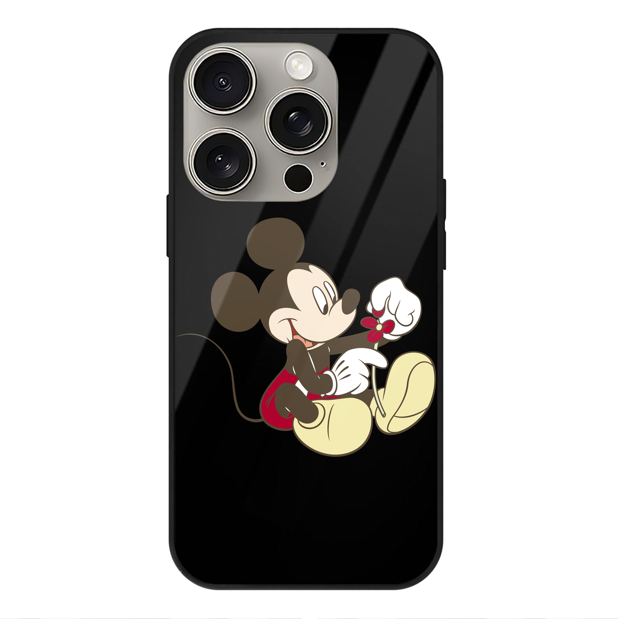 （画像用） ミッキーマウス Mickey Mouse 【iPhone15Pro対応】スマホケース 耐衝撃＆黄変防止 背面ガラス