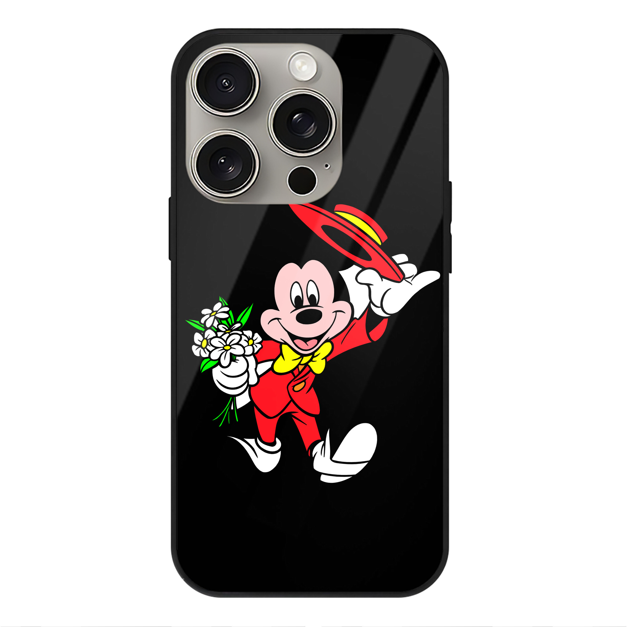 （画像用） ミッキーマウス Mickey Mouse 【iPhone15Pro対応】スマホケース 耐衝撃＆黄変防止 背面ガラス