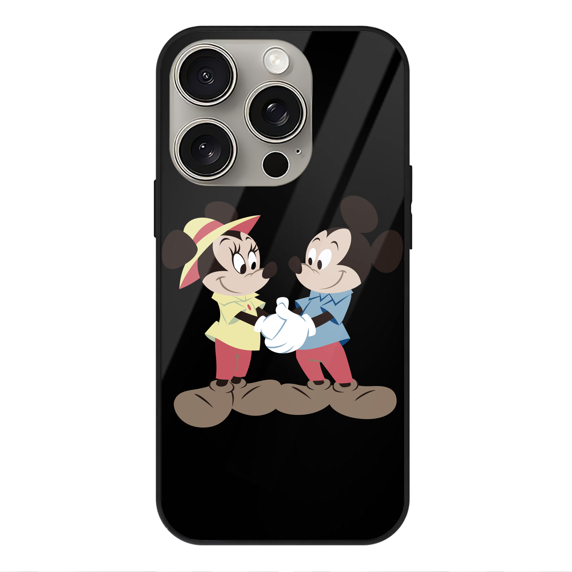 （画像用） ミッキーマウス Mickey Mouse 【iPhone15Pro対応】スマホケース 耐衝撃＆黄変防止 背面ガラス