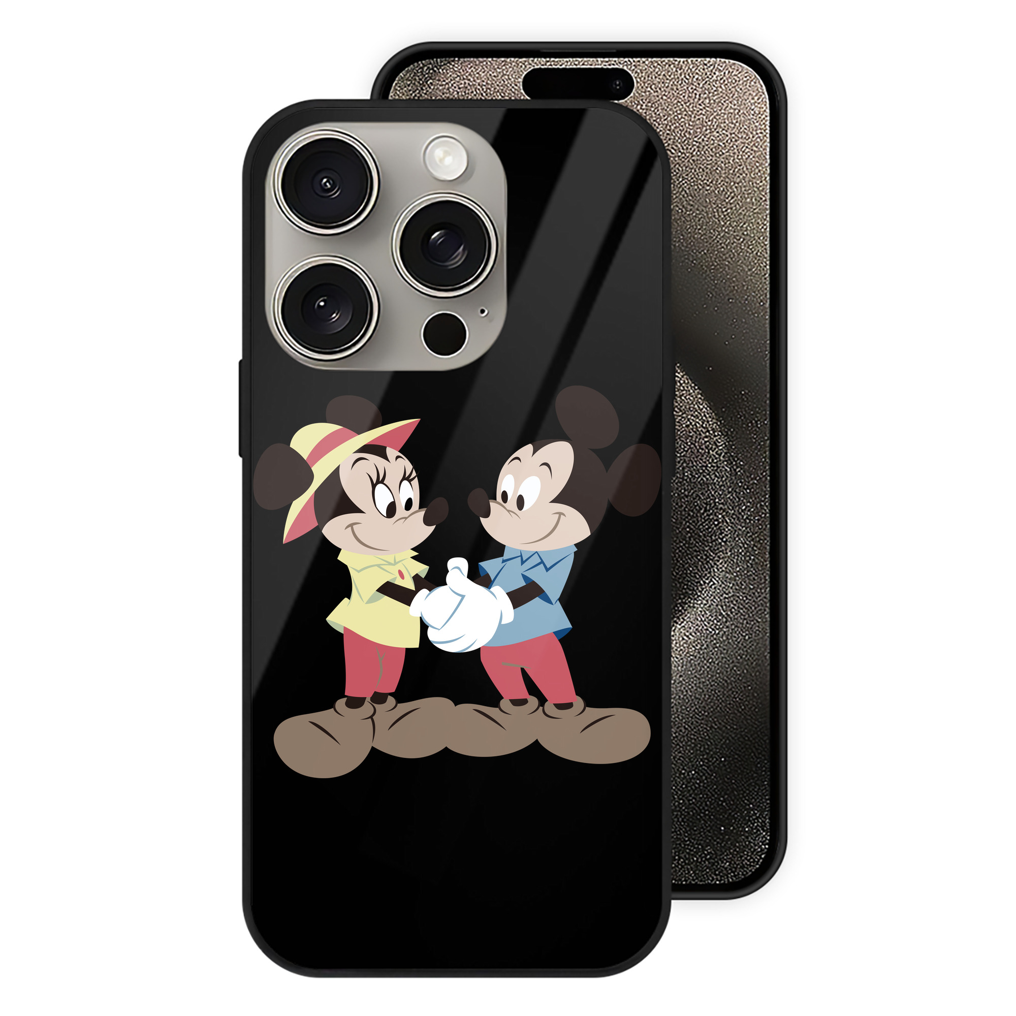 （画像用） ミッキーマウス Mickey Mouse 【iPhone15Pro対応】スマホケース 耐衝撃＆黄変防止 背面ガラス