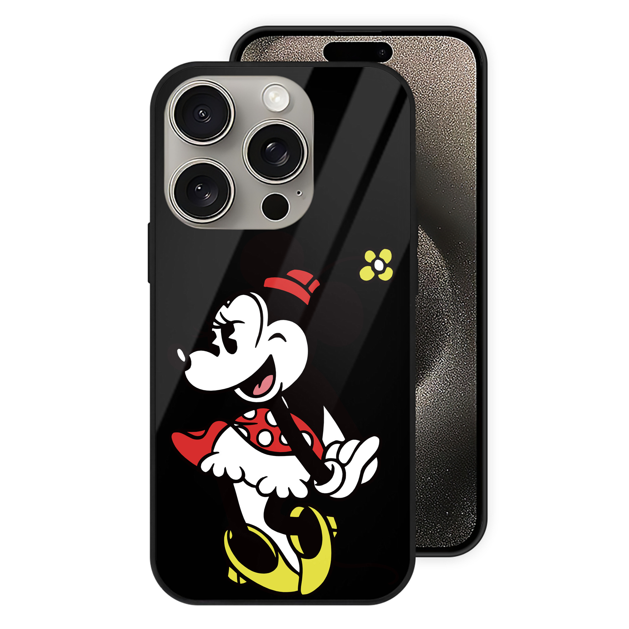 （画像用） ミッキーマウス Mickey Mouse 【iPhone15Pro対応】スマホケース 耐衝撃＆黄変防止 背面ガラス