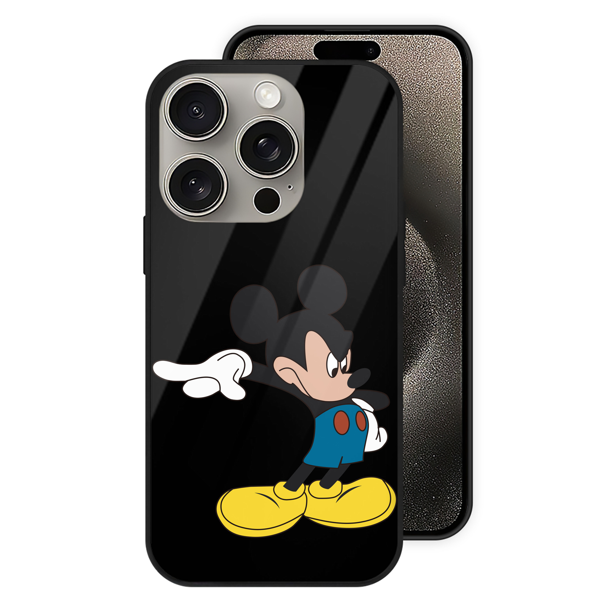 （画像用） ミッキーマウス Mickey Mouse 【iPhone15Pro対応】スマホケース 耐衝撃＆黄変防止 背面ガラス