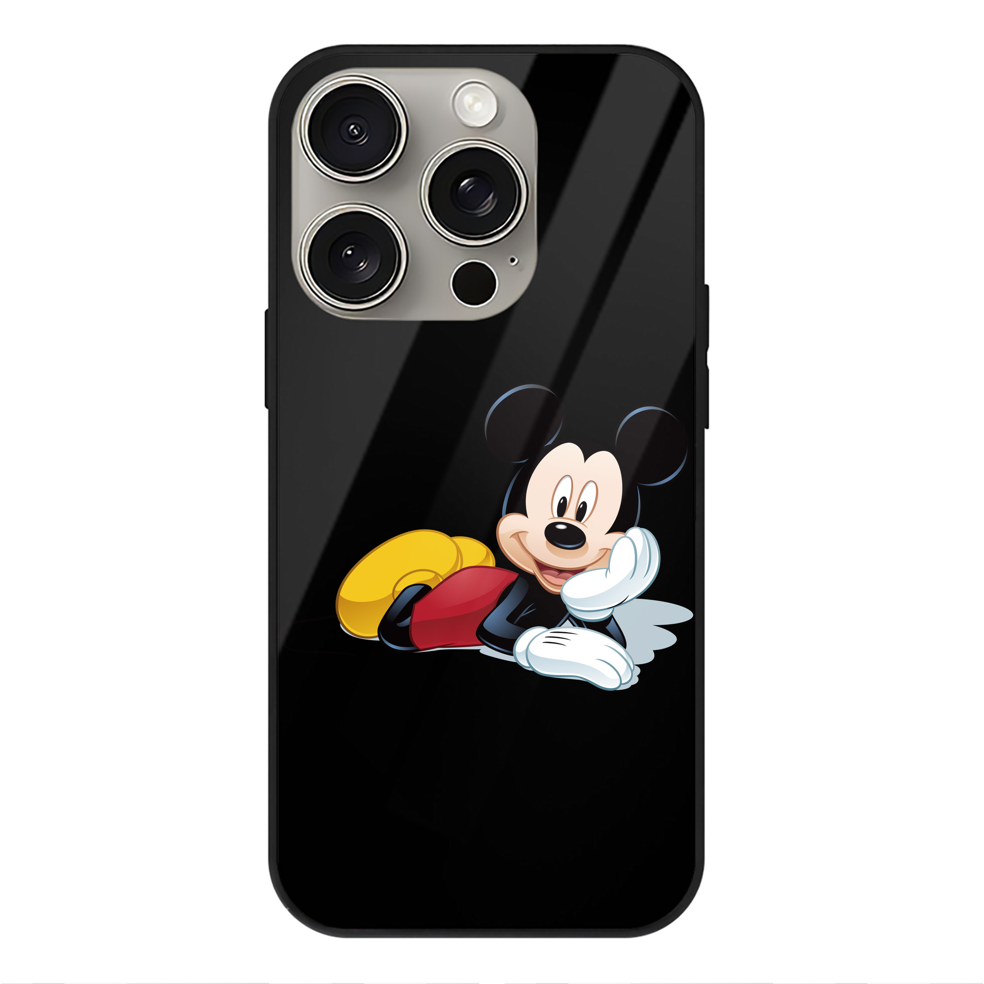 （画像用） ミッキーマウス Mickey Mouse 【iPhone15Pro対応】スマホケース 耐衝撃＆黄変防止 背面ガラス