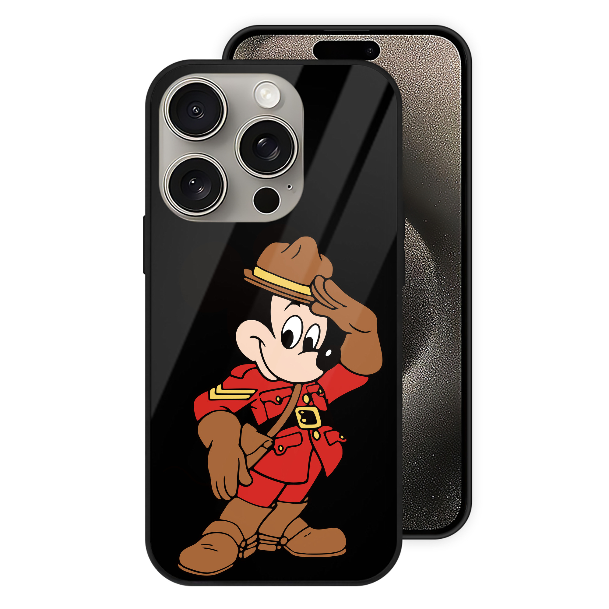 （画像用） ミッキーマウス Mickey Mouse 【iPhone15Pro対応】スマホケース 耐衝撃＆黄変防止 背面ガラス