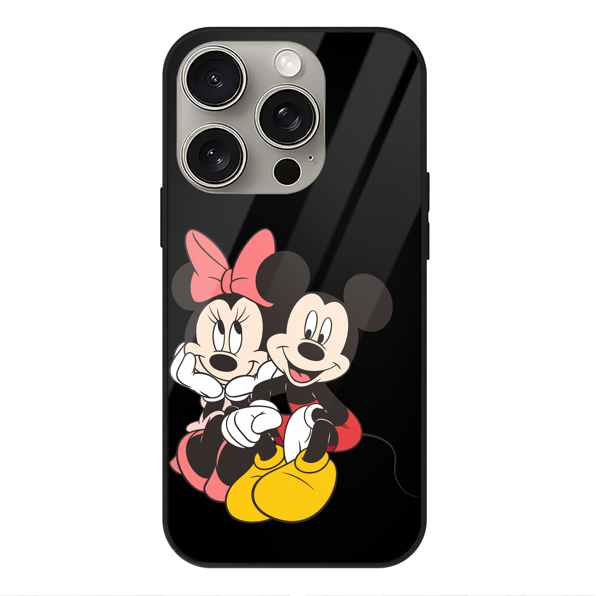 （画像用） ミッキーマウス Mickey Mouse 【iPhone15Pro対応】スマホケース 耐衝撃＆黄変防止 背面ガラス