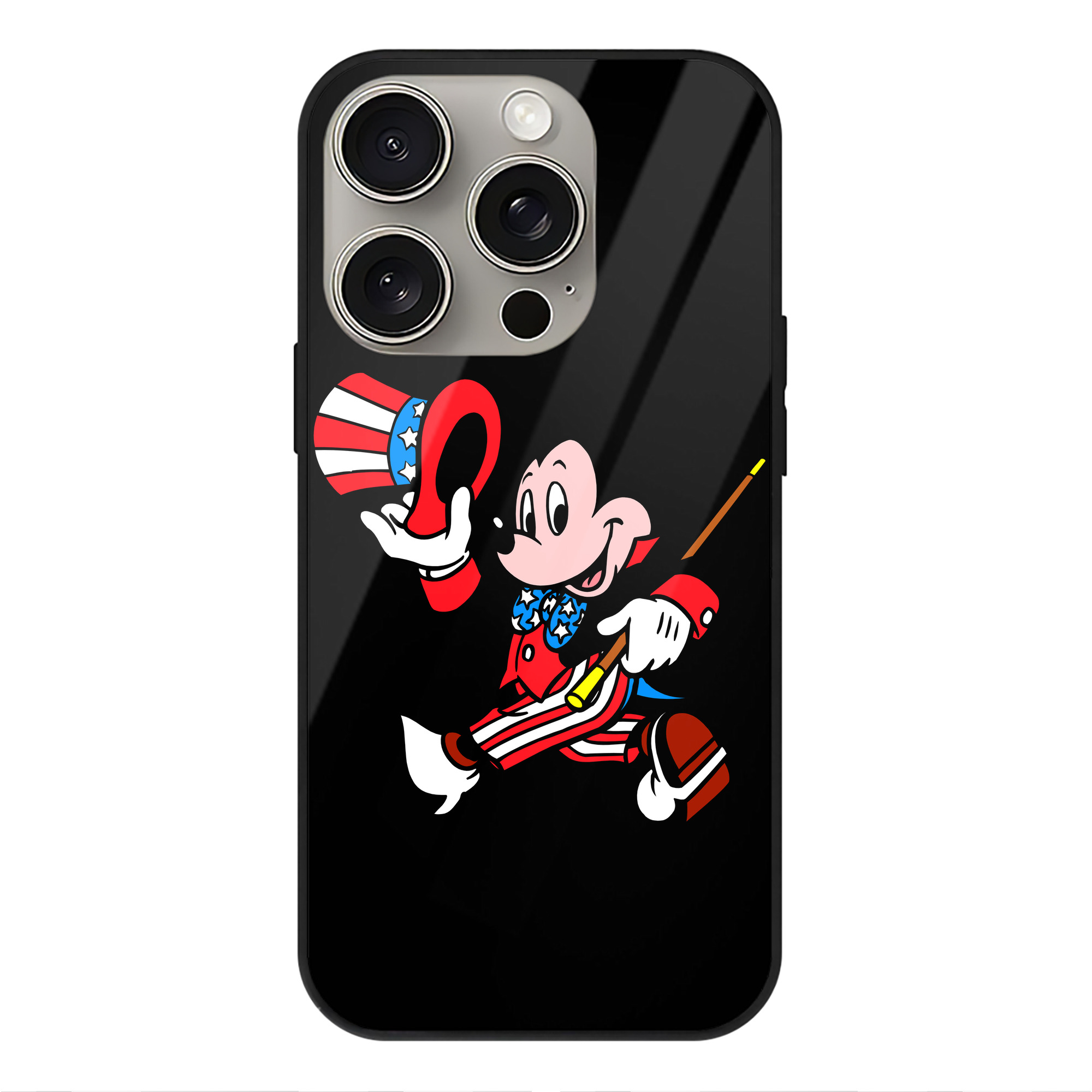 （画像用） ミッキーマウス Mickey Mouse 【iPhone15Pro対応】スマホケース 耐衝撃＆黄変防止 背面ガラス