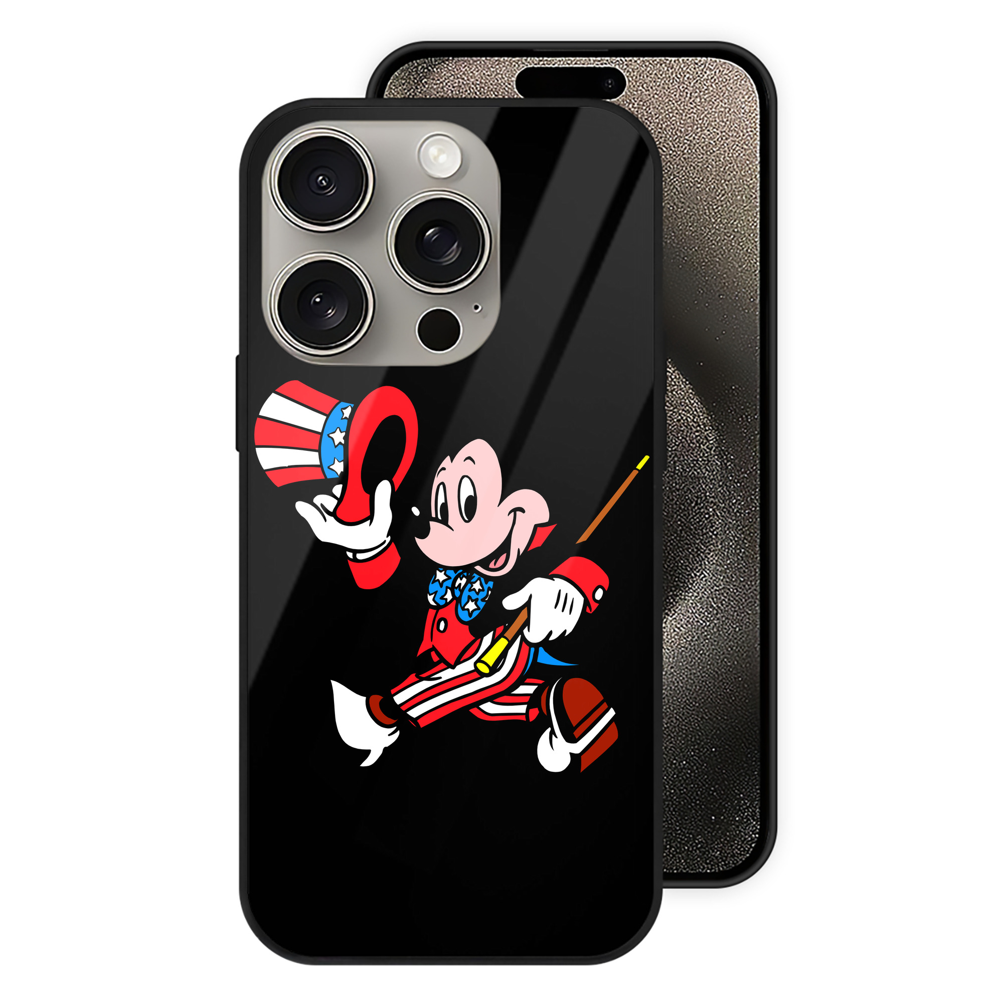 （画像用） ミッキーマウス Mickey Mouse 【iPhone15Pro対応】スマホケース 耐衝撃＆黄変防止 背面ガラス
