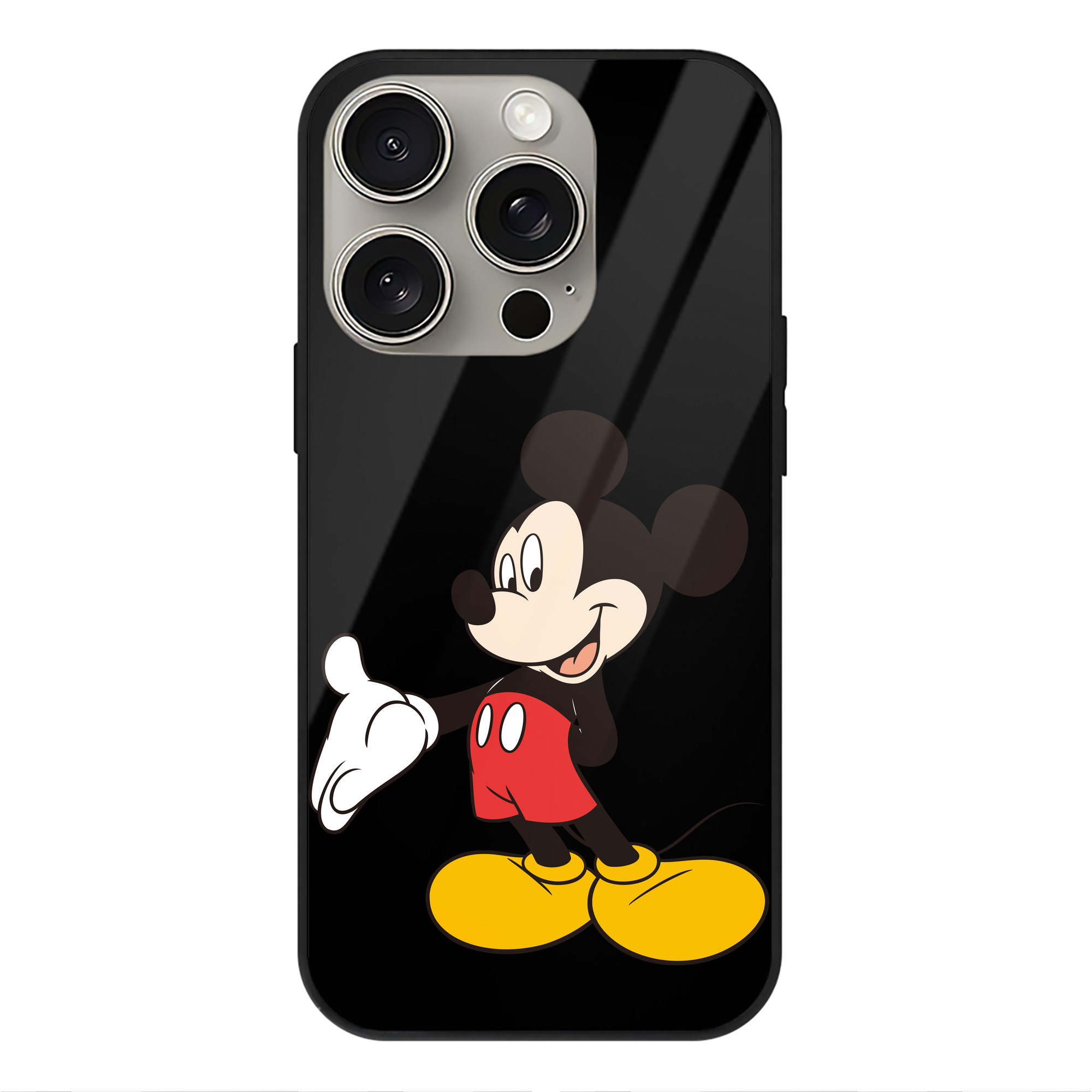 （画像用） ミッキーマウス Mickey Mouse 【iPhone15Pro対応】スマホケース 耐衝撃＆黄変防止 背面ガラス